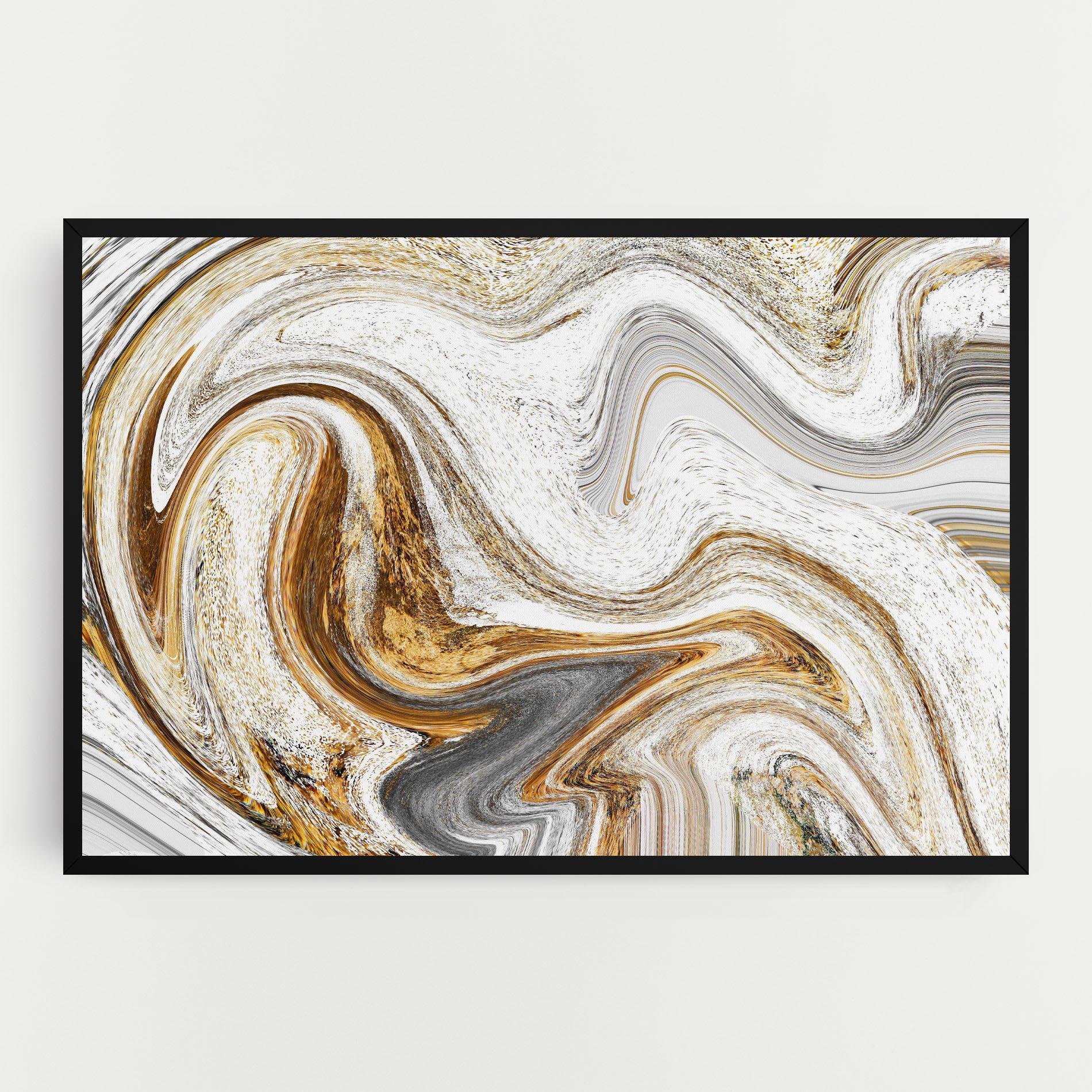 Картина на платно Gold White Liquid mockup 0