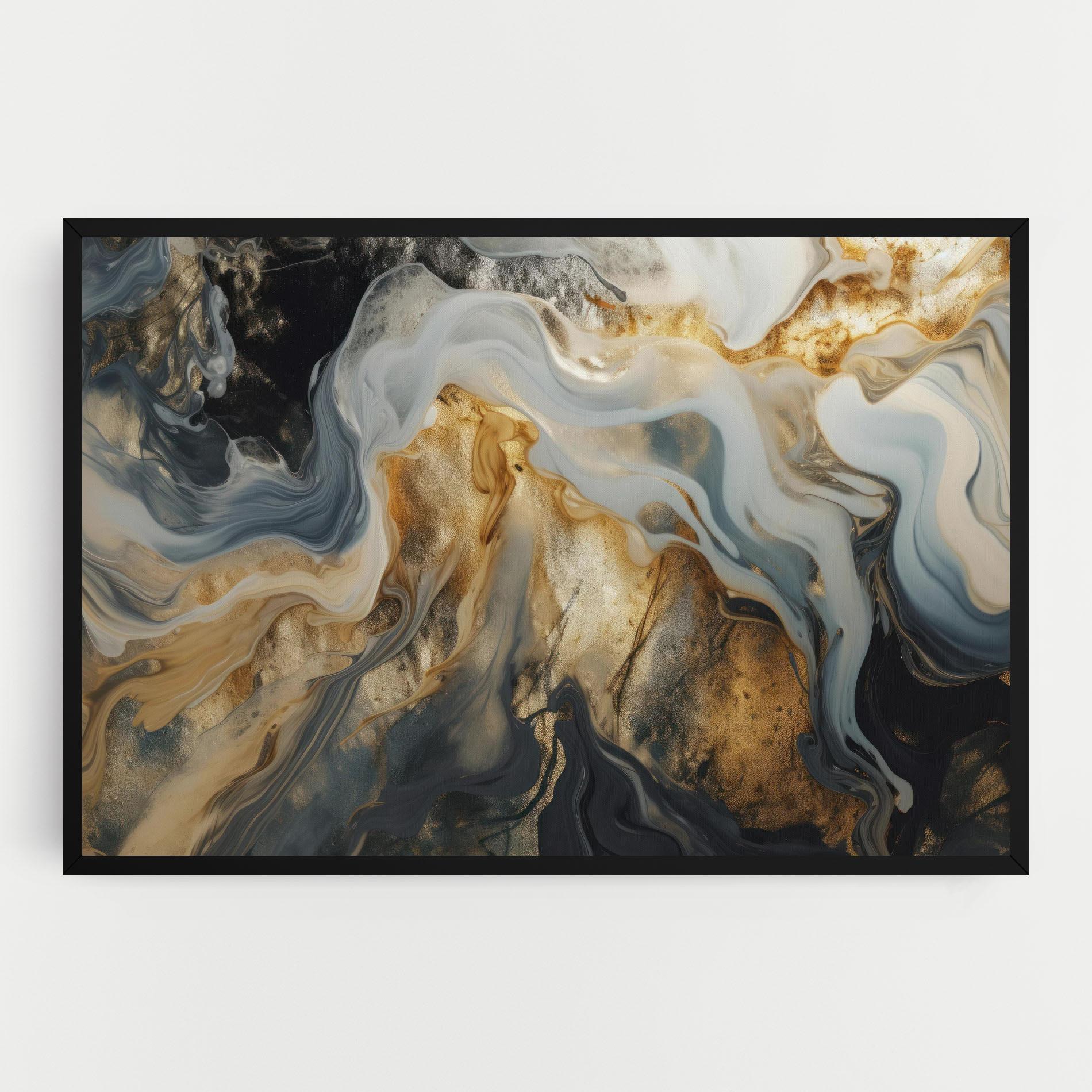 Картина на платно Grey Gold Liquid Marble mockup 0