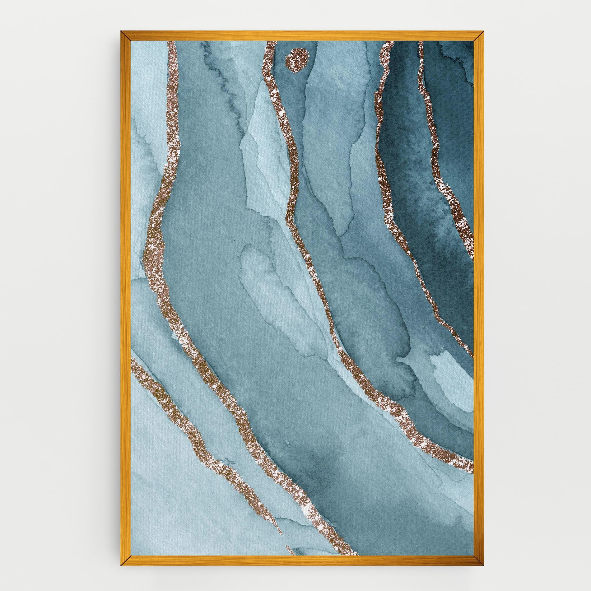 Картина на платно Blue Golden Glitter mockup 0