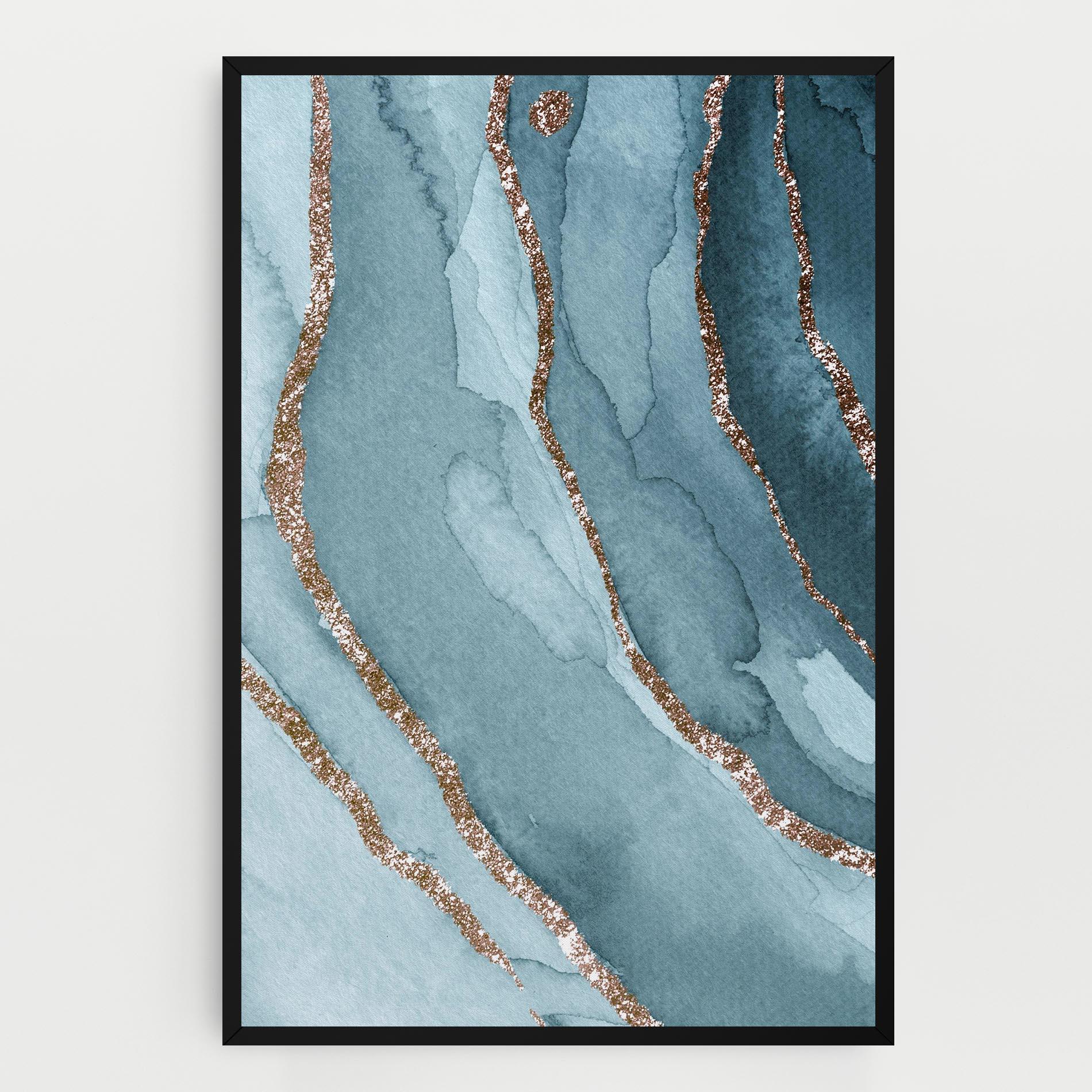 Картина на платно Blue Golden Glitter mockup 0