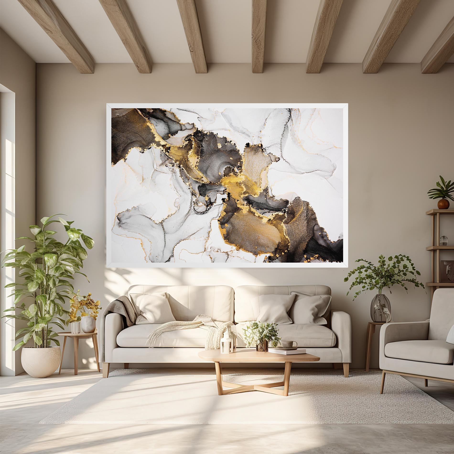 Картина на платно Golden Marble Shades mockup 6