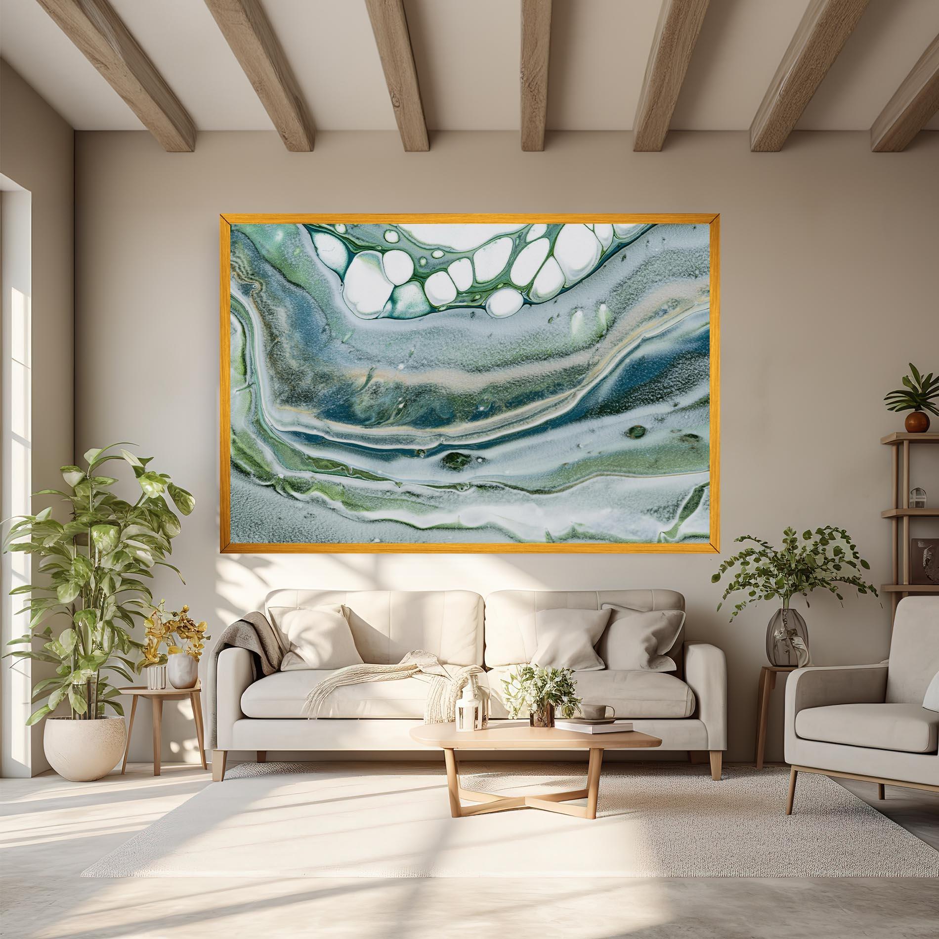 Картина на платно Dark Green Liquid mockup 6