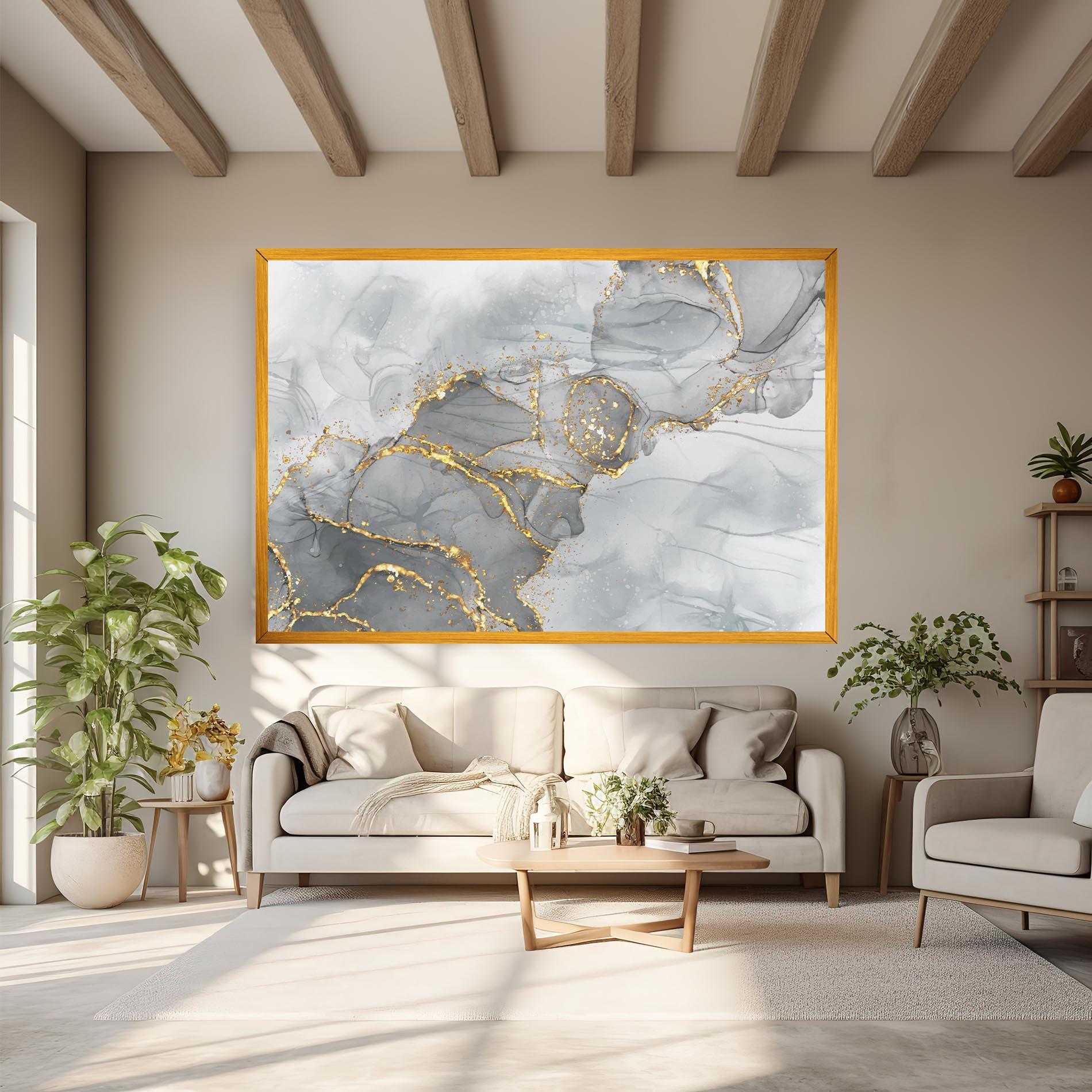 Картина на платно White Ink Marble mockup 6