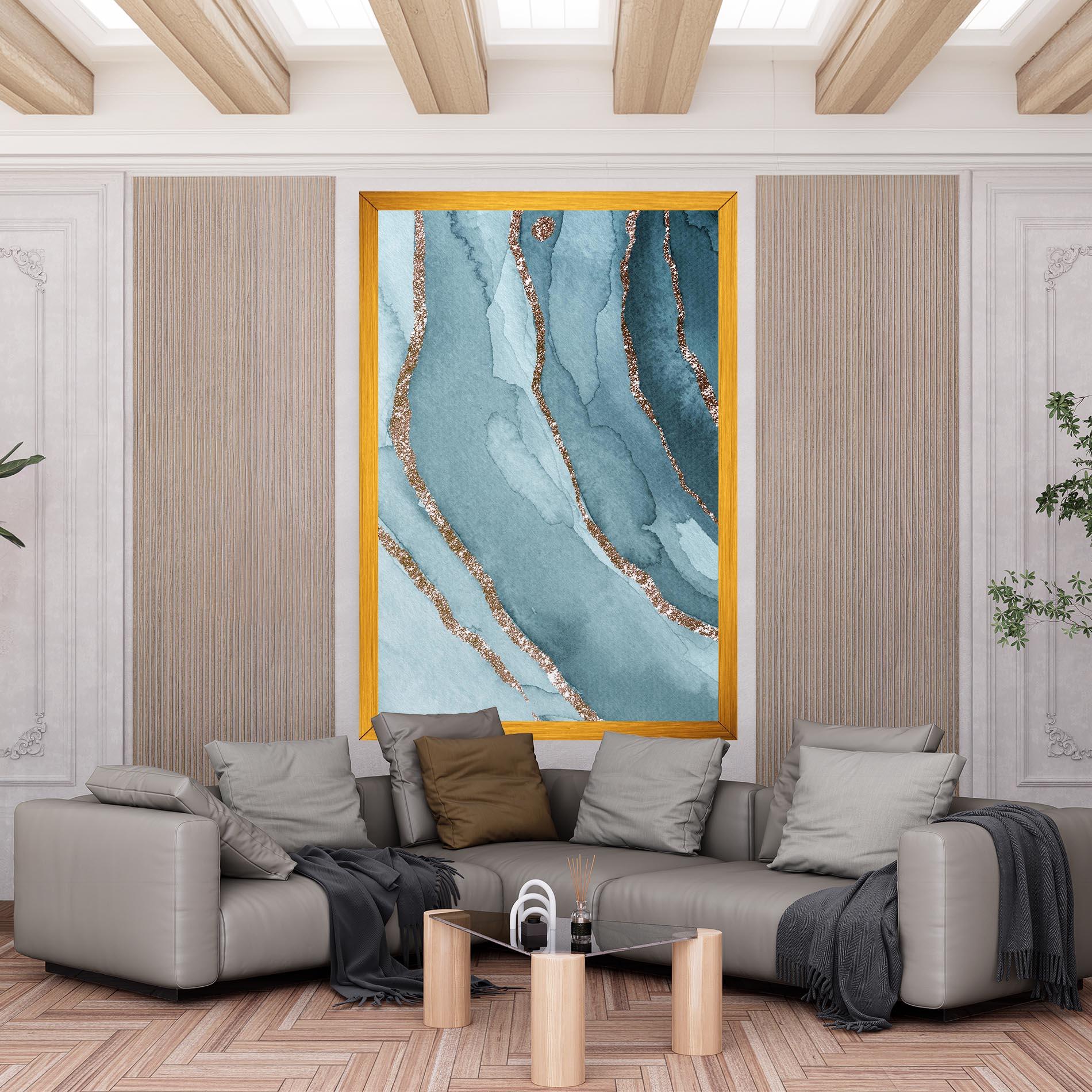 Картина на платно Blue Golden Glitter mockup 6