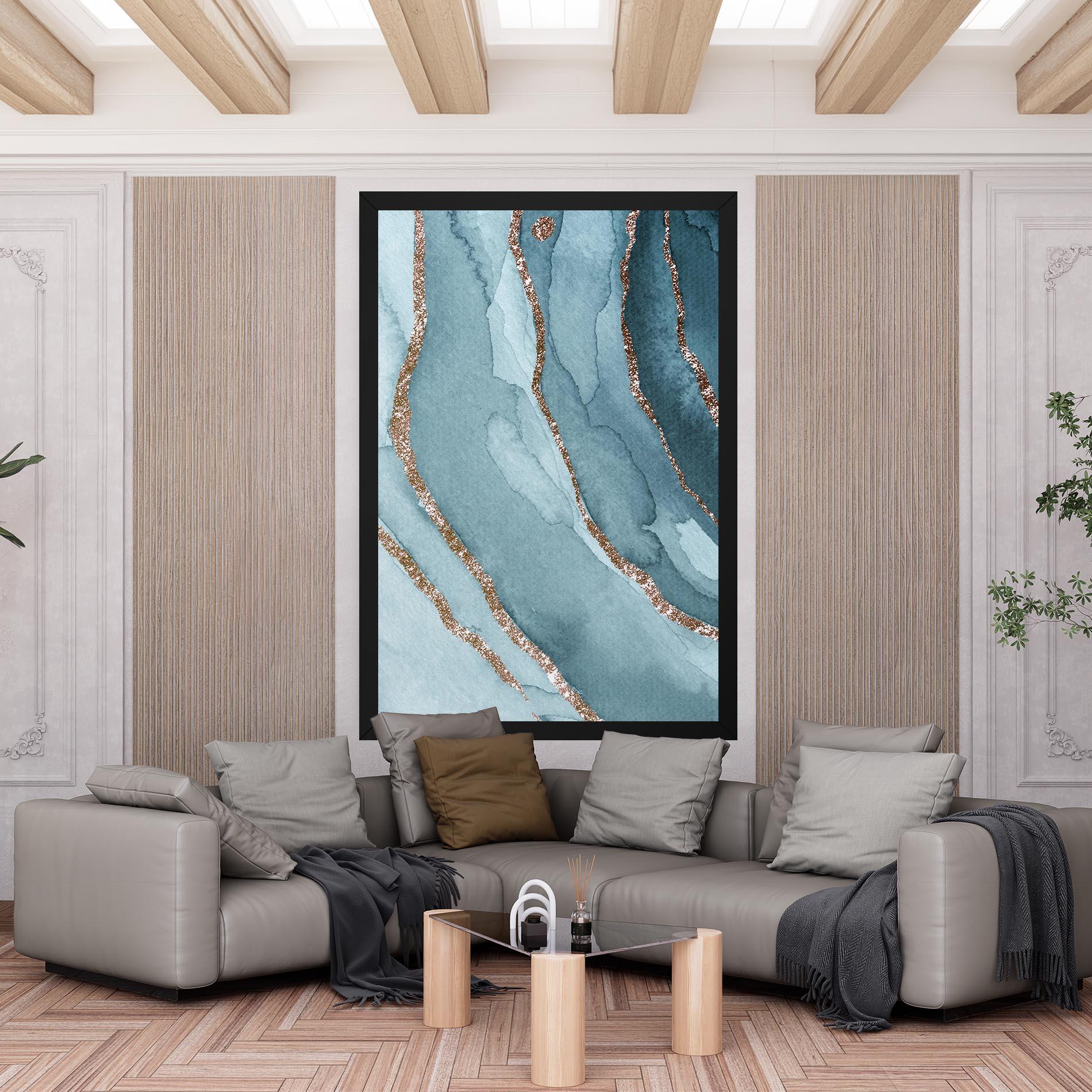 Картина на платно Blue Golden Glitter mockup 6