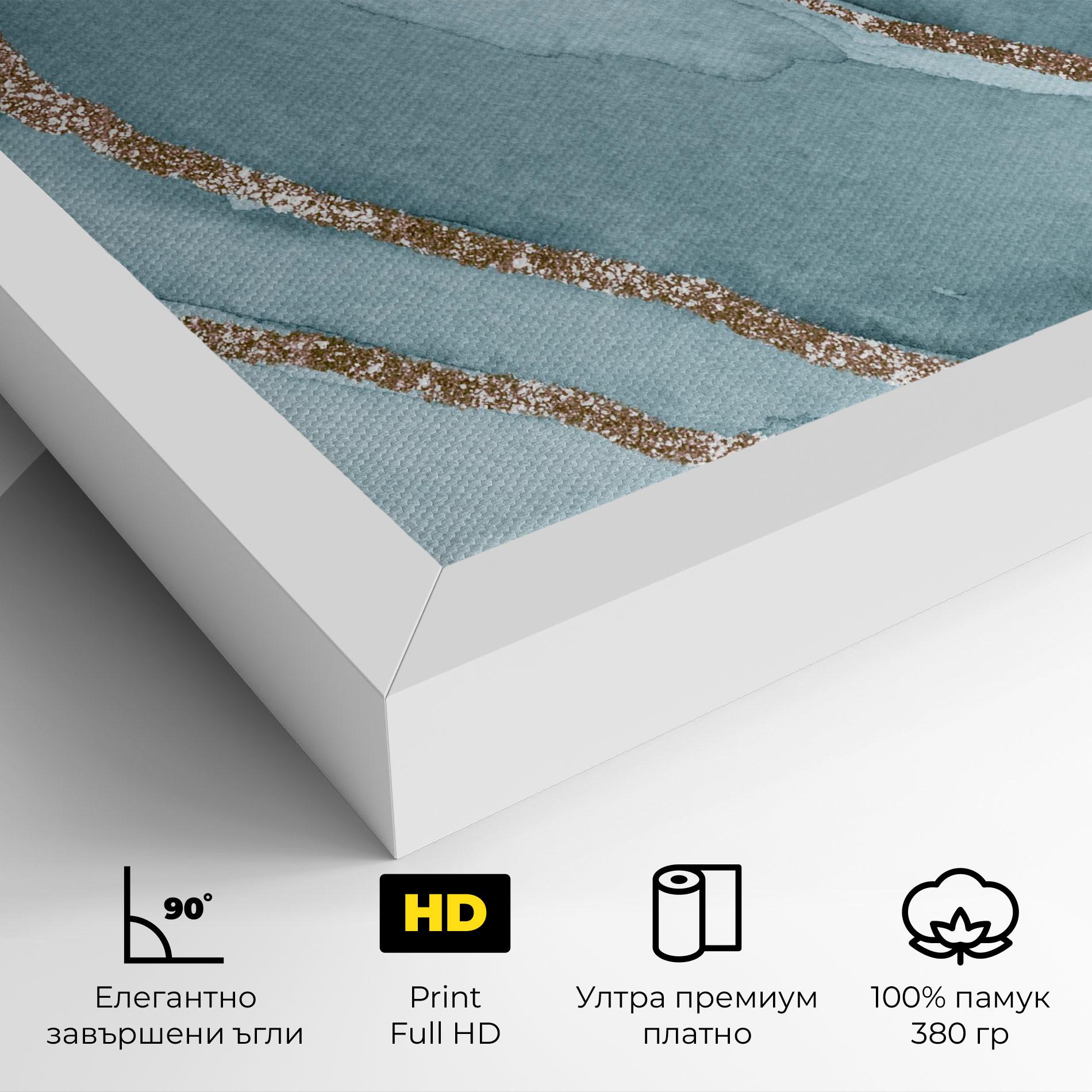 Картина на платно Blue Golden Glitter mockup 4