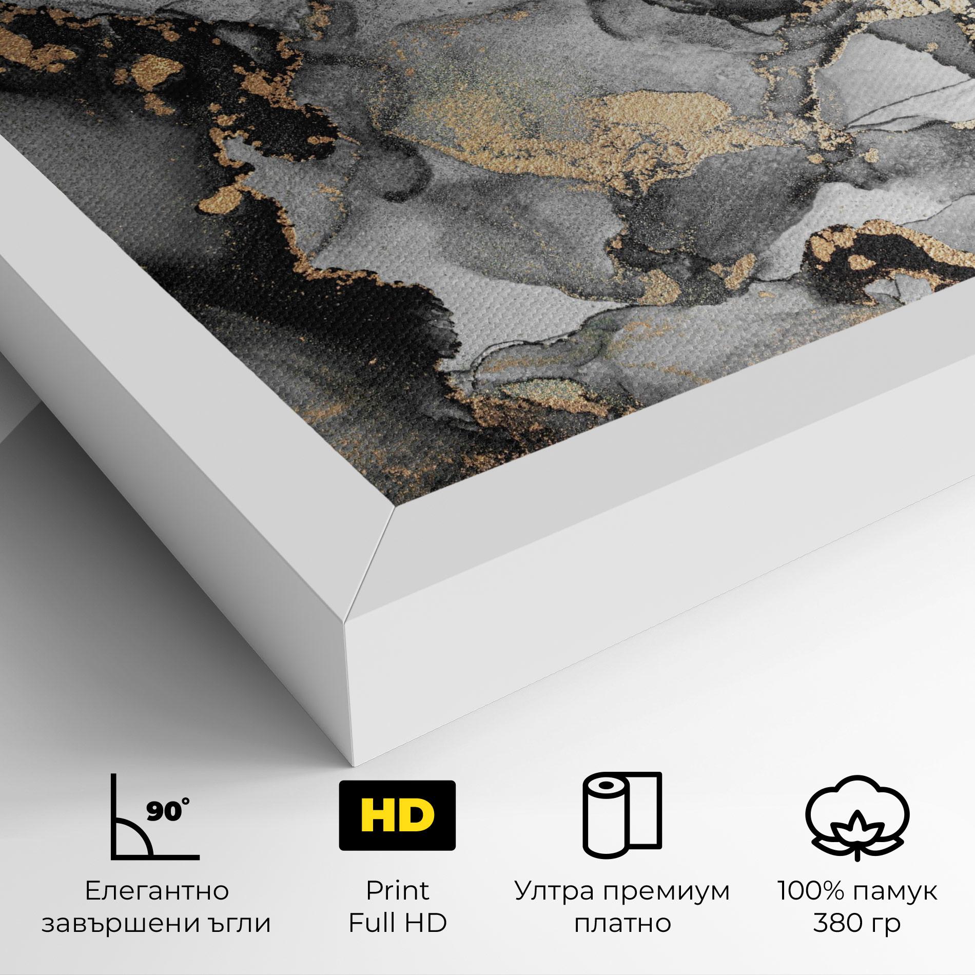 Картина на платно Grey Gold Marble mockup 4