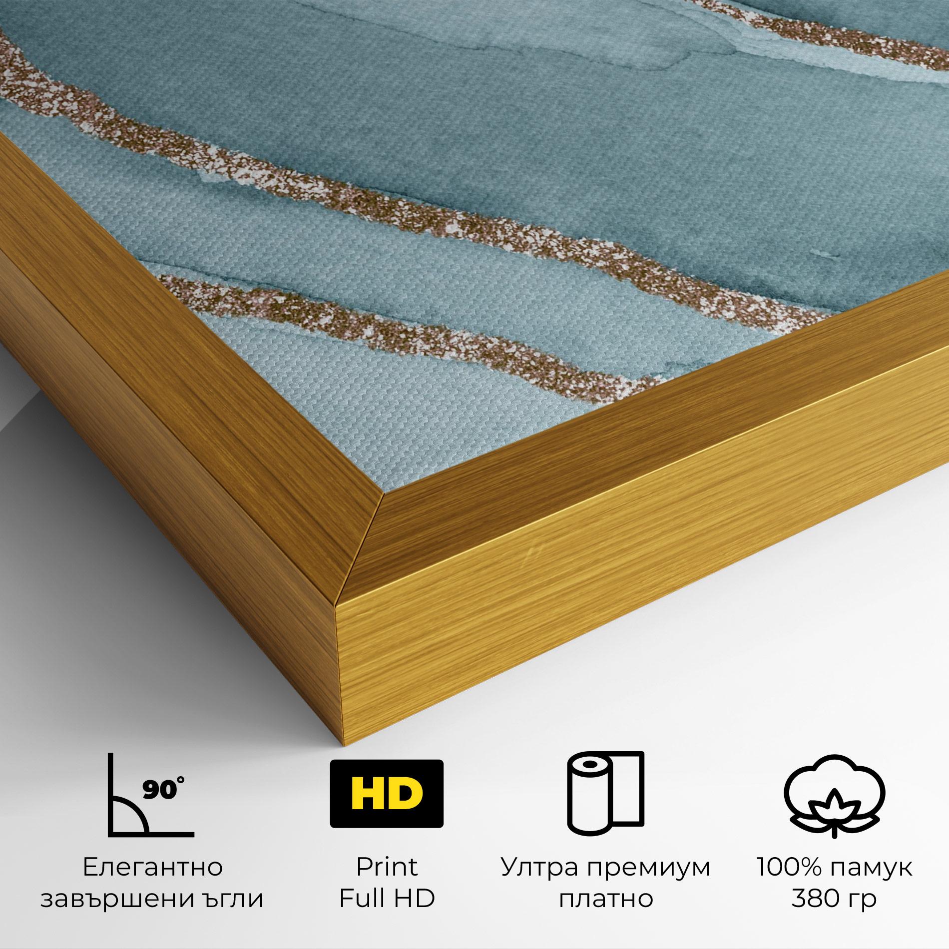 Картина на платно Blue Golden Glitter mockup 4