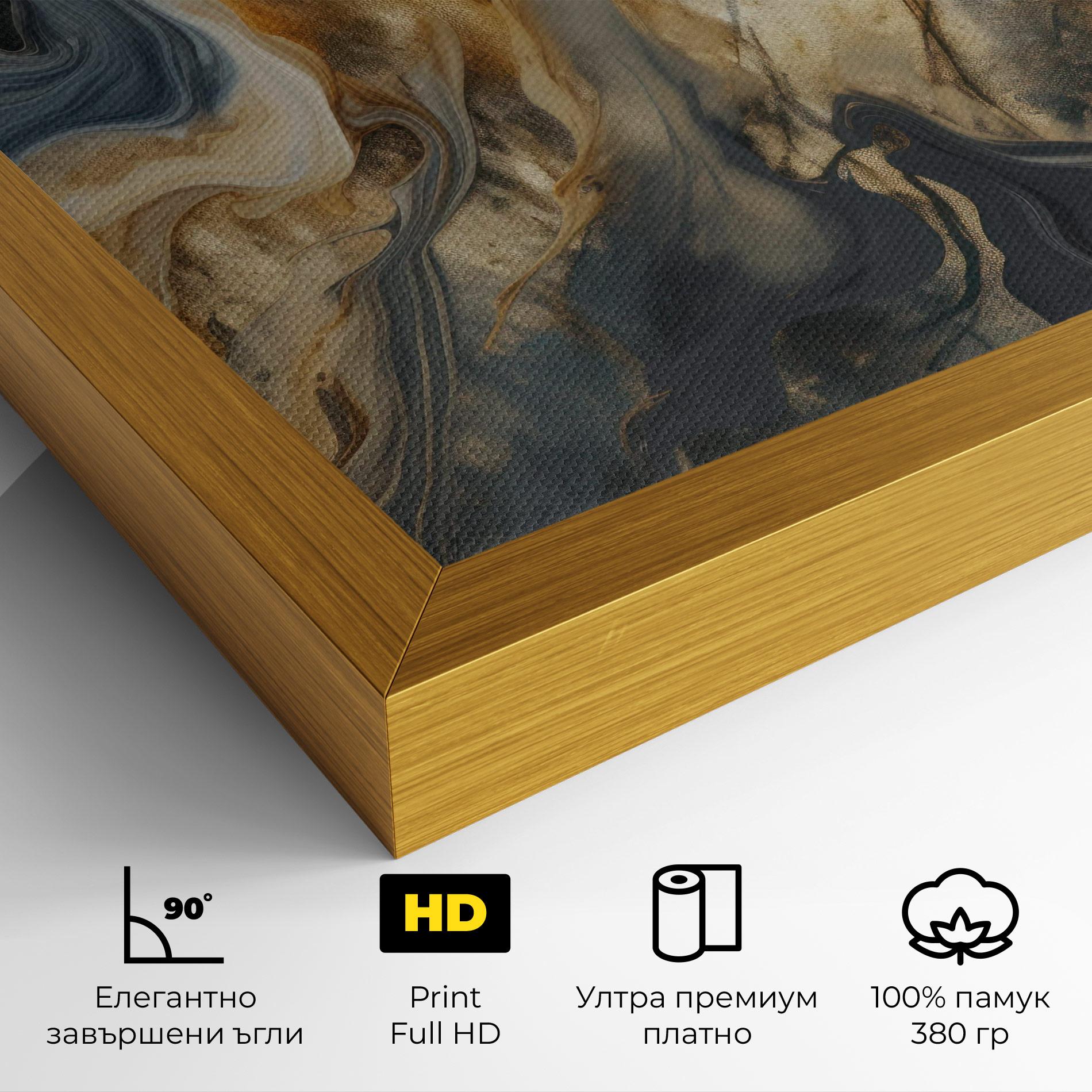 Картина на платно Grey Gold Liquid Marble mockup 4