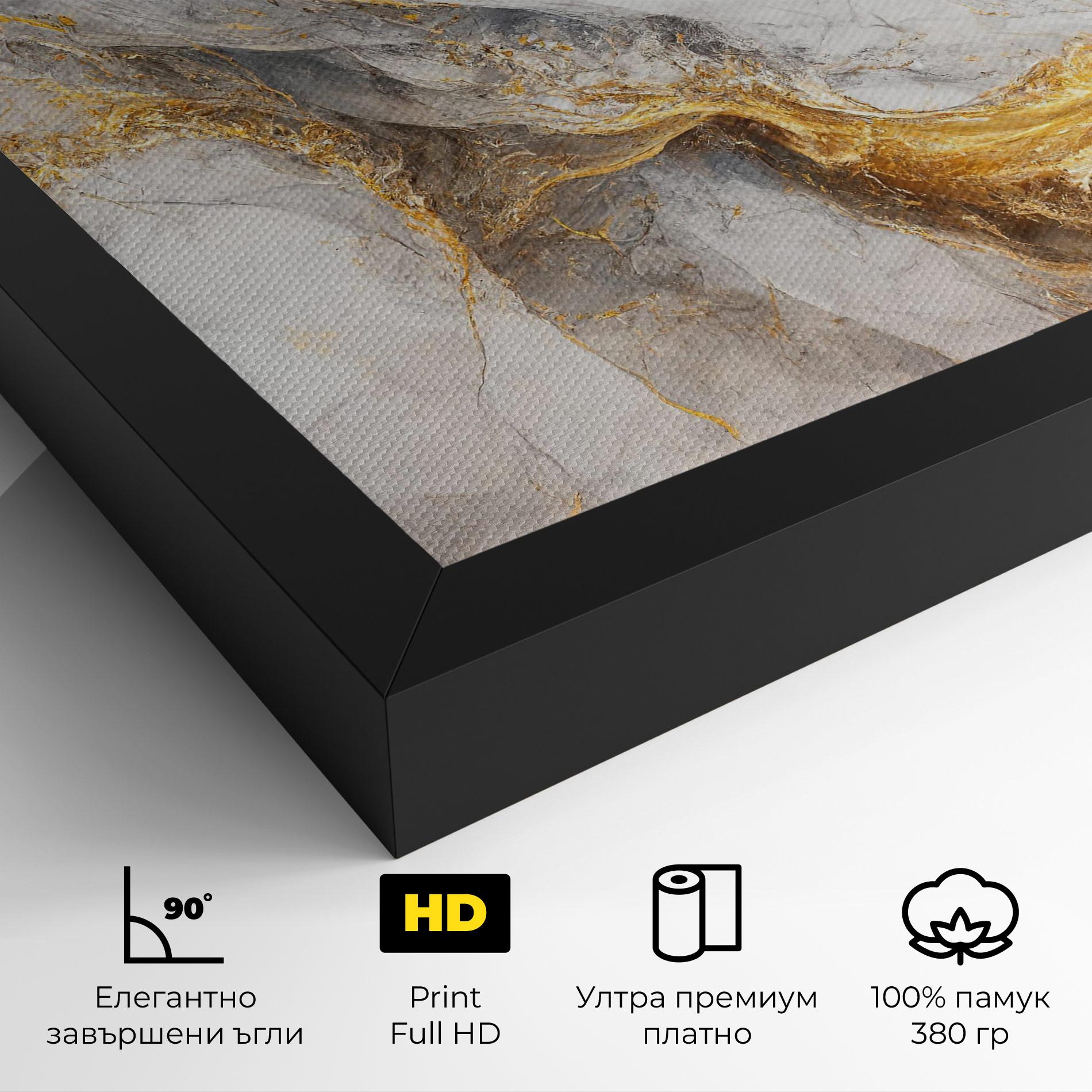 Картина на платно Gold Liquid Grey Marble mockup 4