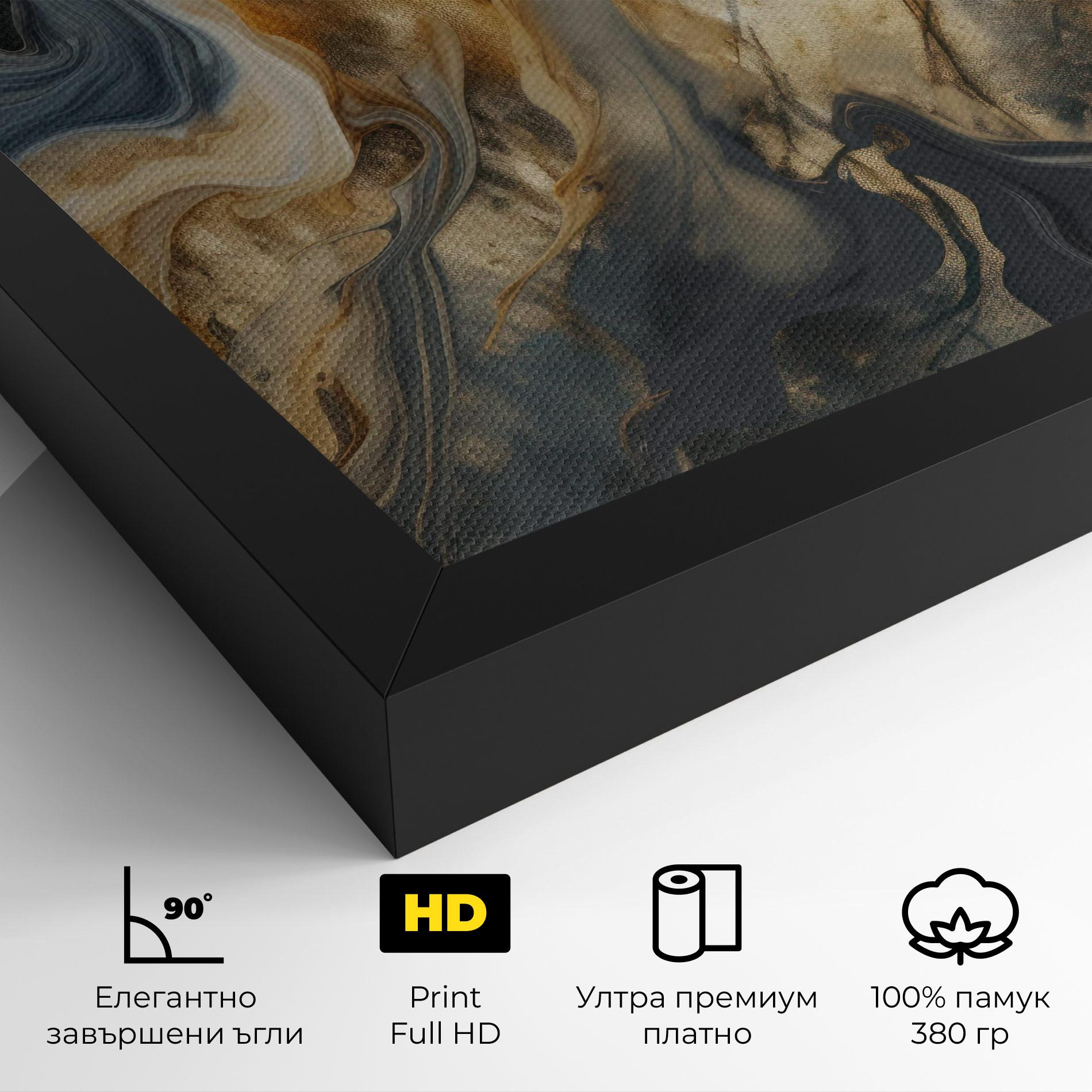 Картина на платно Grey Gold Liquid Marble mockup 4