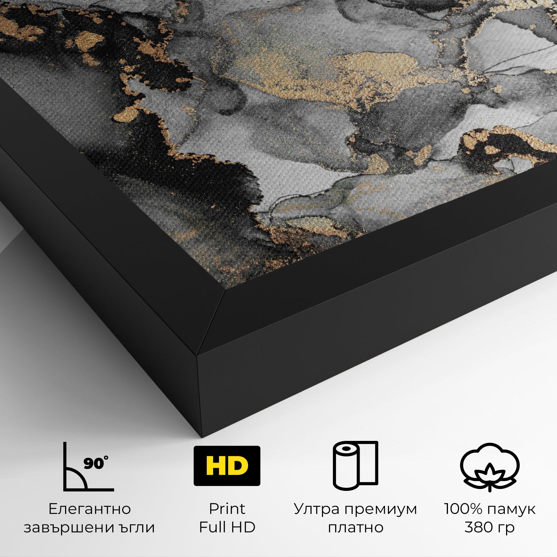 Картина на платно Grey Gold Marble mockup 4
