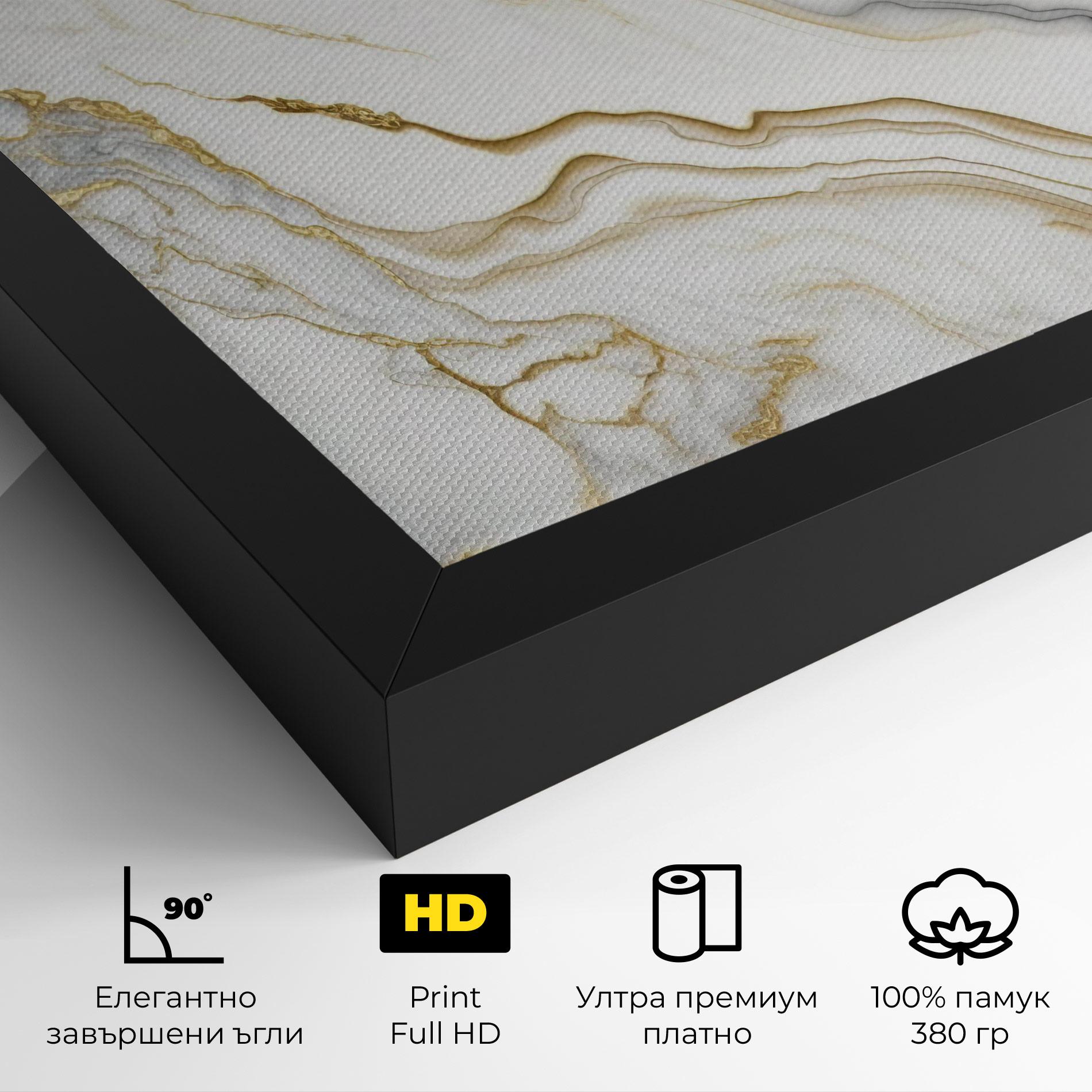 Картина на платно White Golden Marble mockup 4