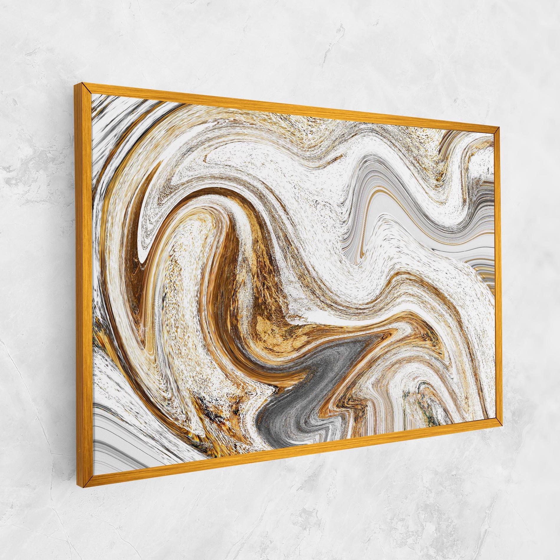 Картина на платно Gold White Liquid mockup 1