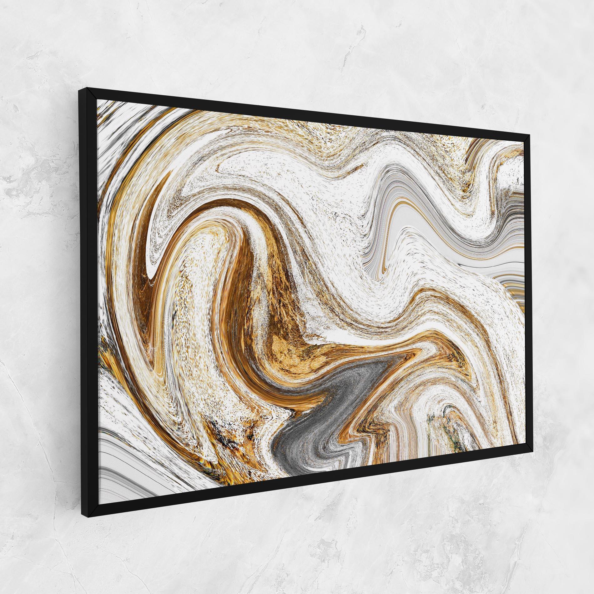 Картина на платно Gold White Liquid mockup 1