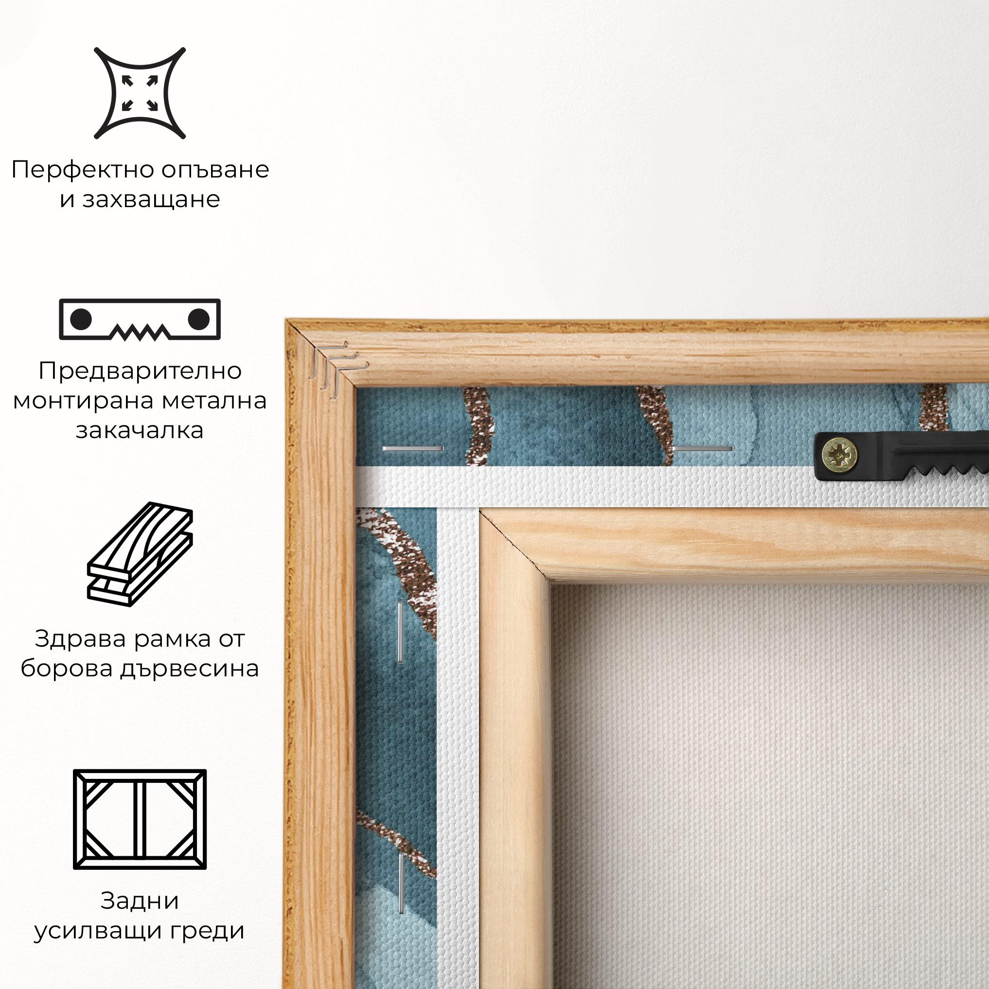 Картина на платно Blue Golden Glitter mockup 5