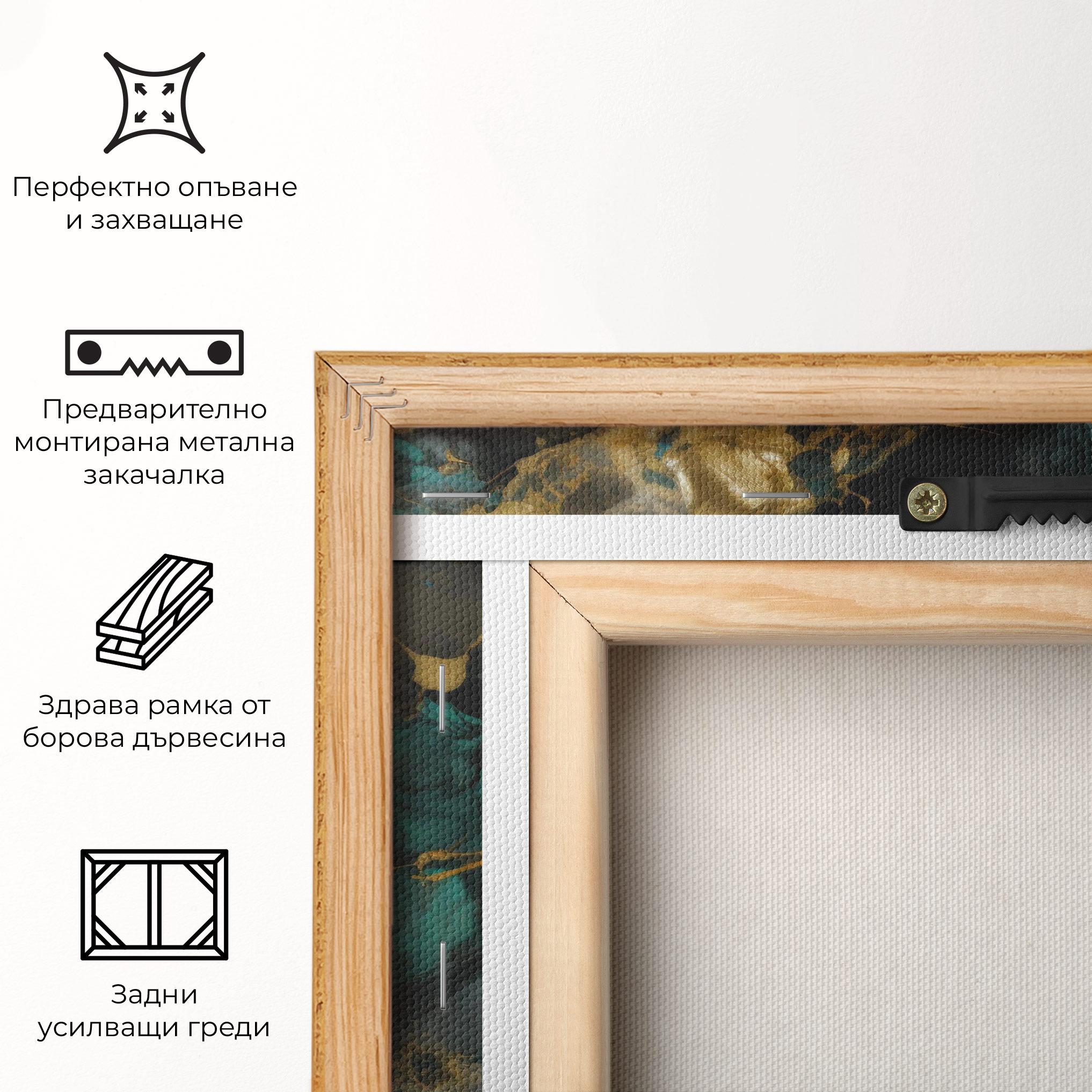 Картина на платно Dark Green Golden Marble mockup 5