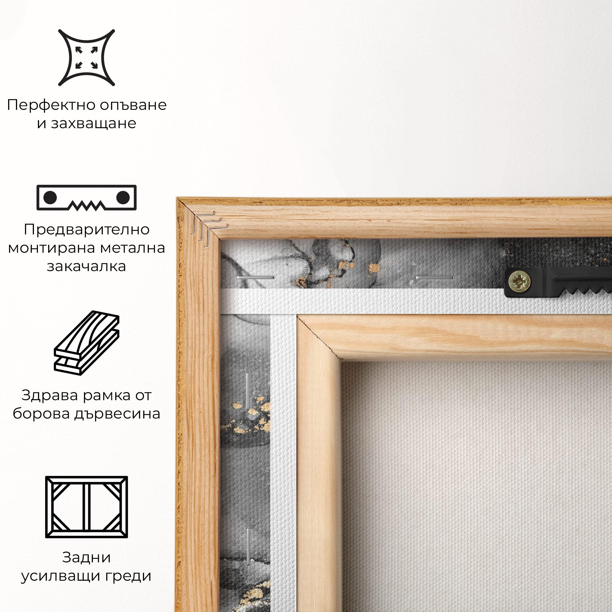 Картина на платно Grey Gold Marble mockup 5