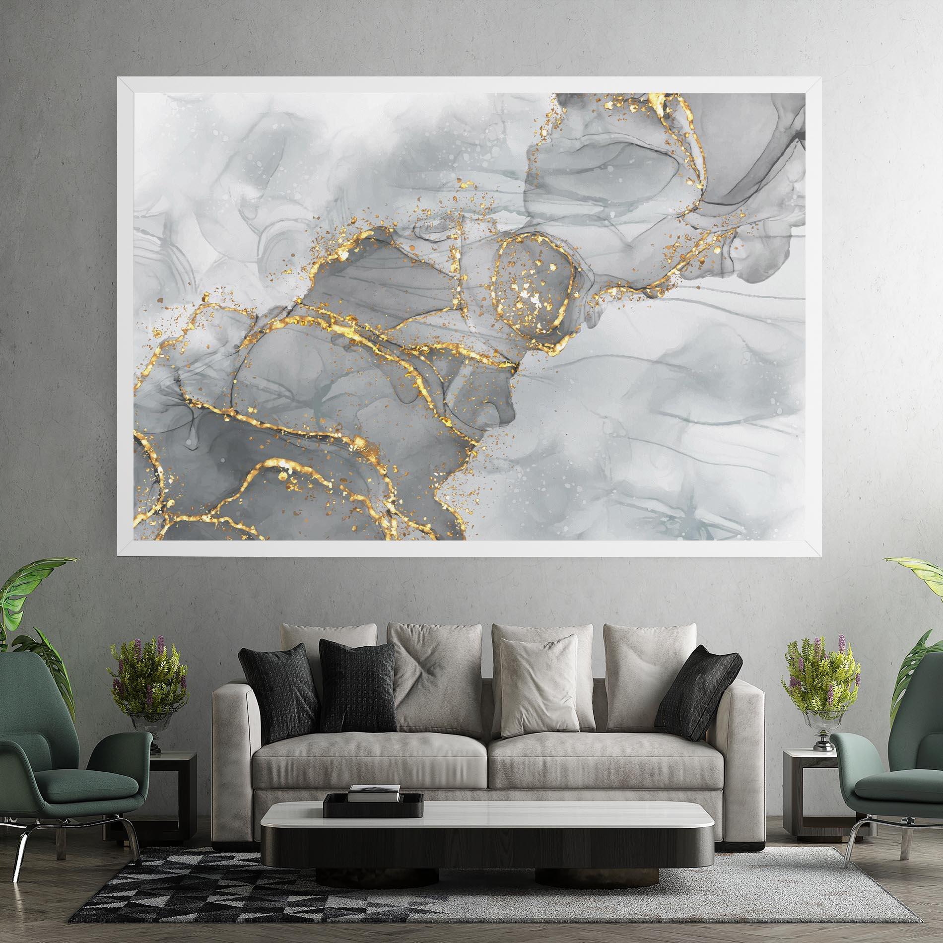 Картина на платно White Ink Marble mockup 7