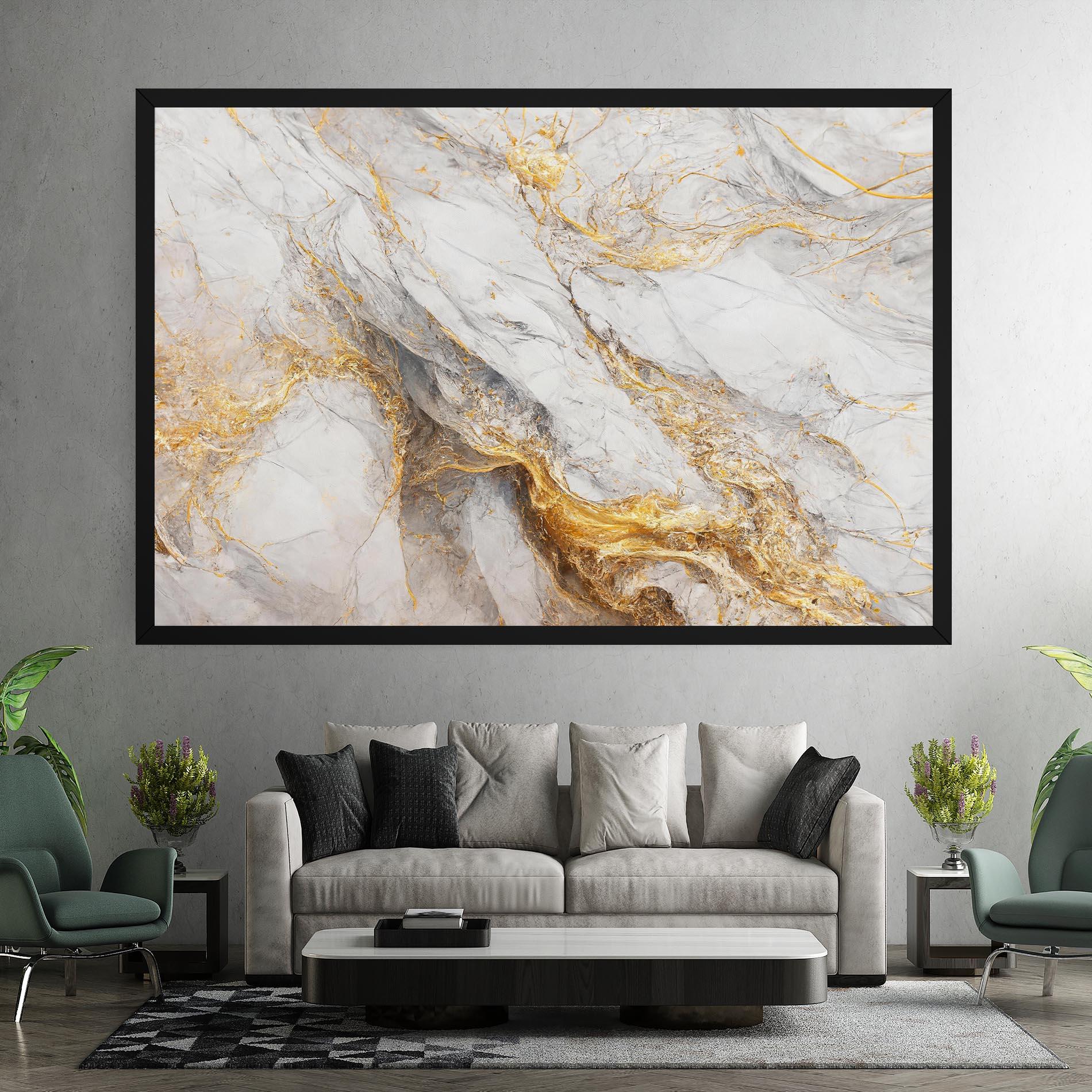 Картина на платно Gold Liquid Grey Marble mockup 7