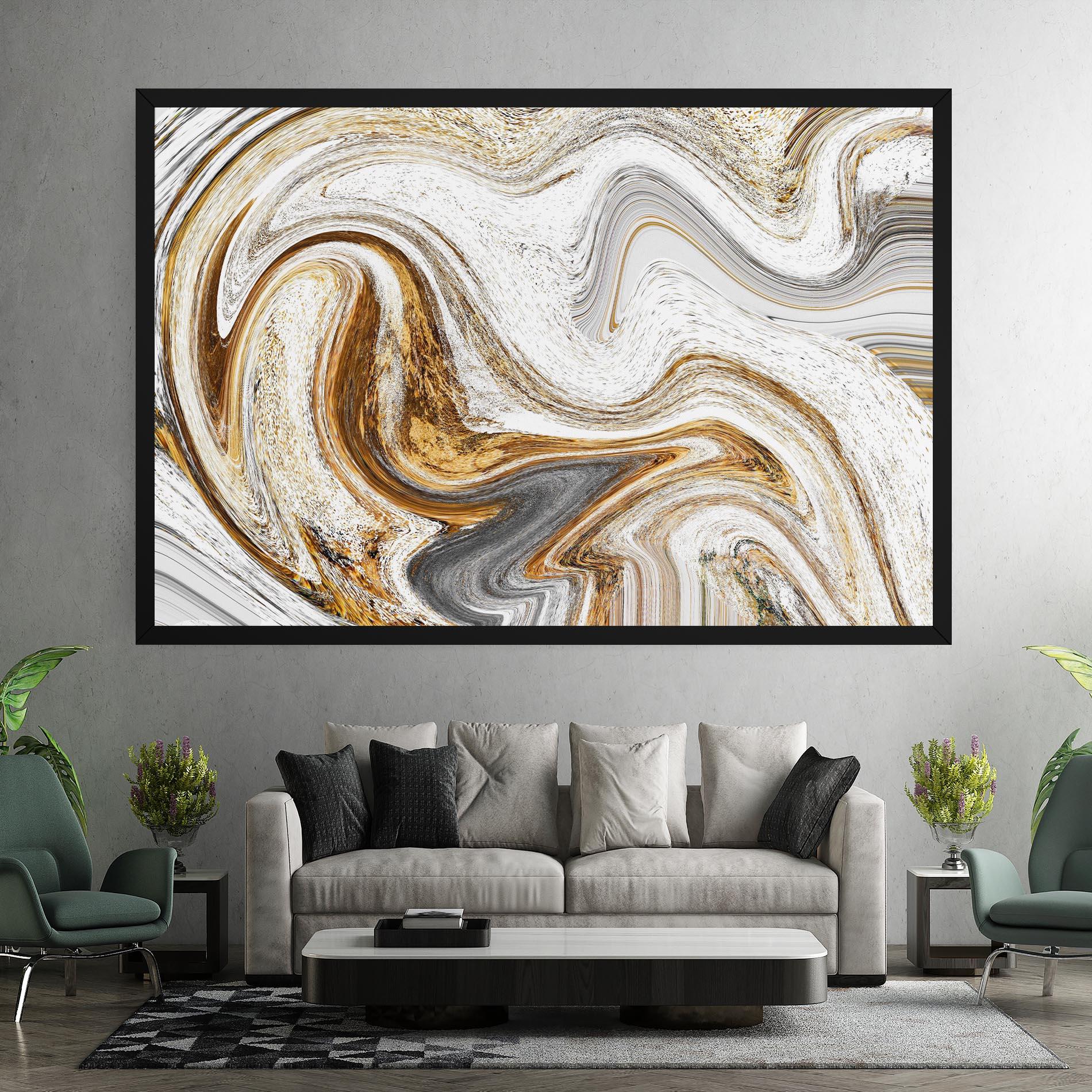 Картина на платно Gold White Liquid mockup 7