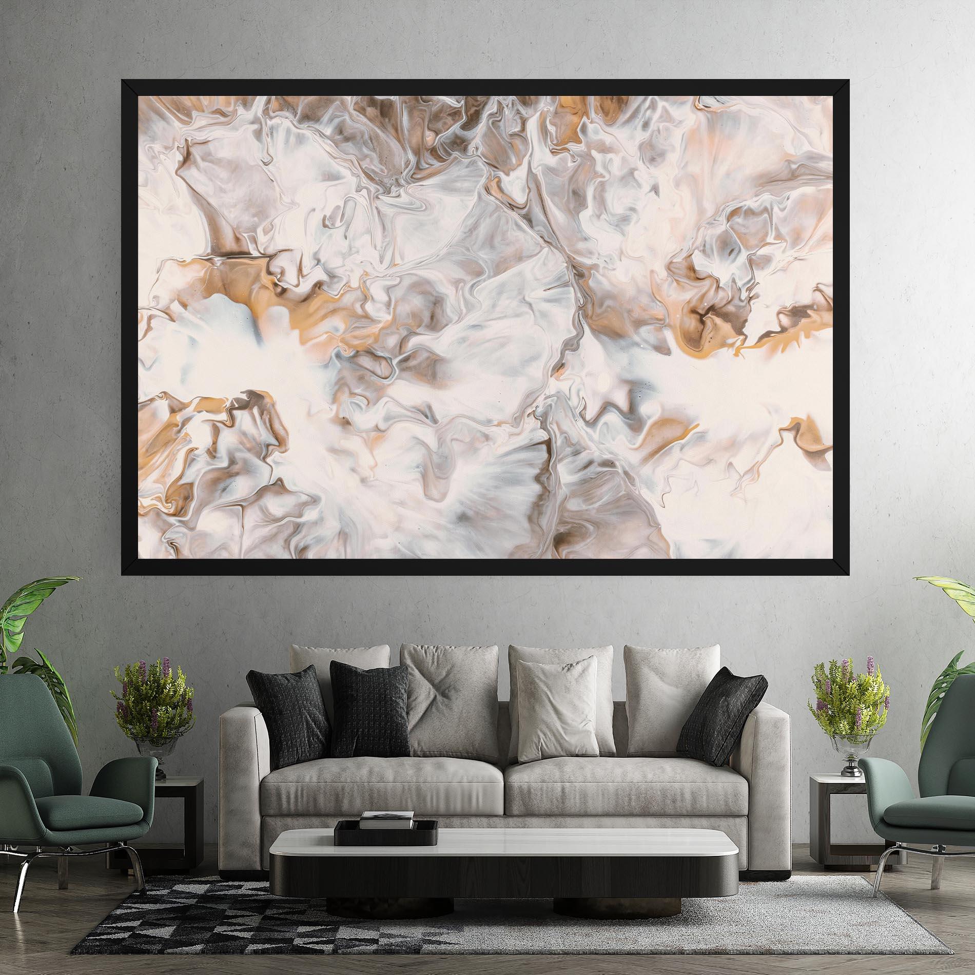 Картина на платно White Gold Abstract mockup 7