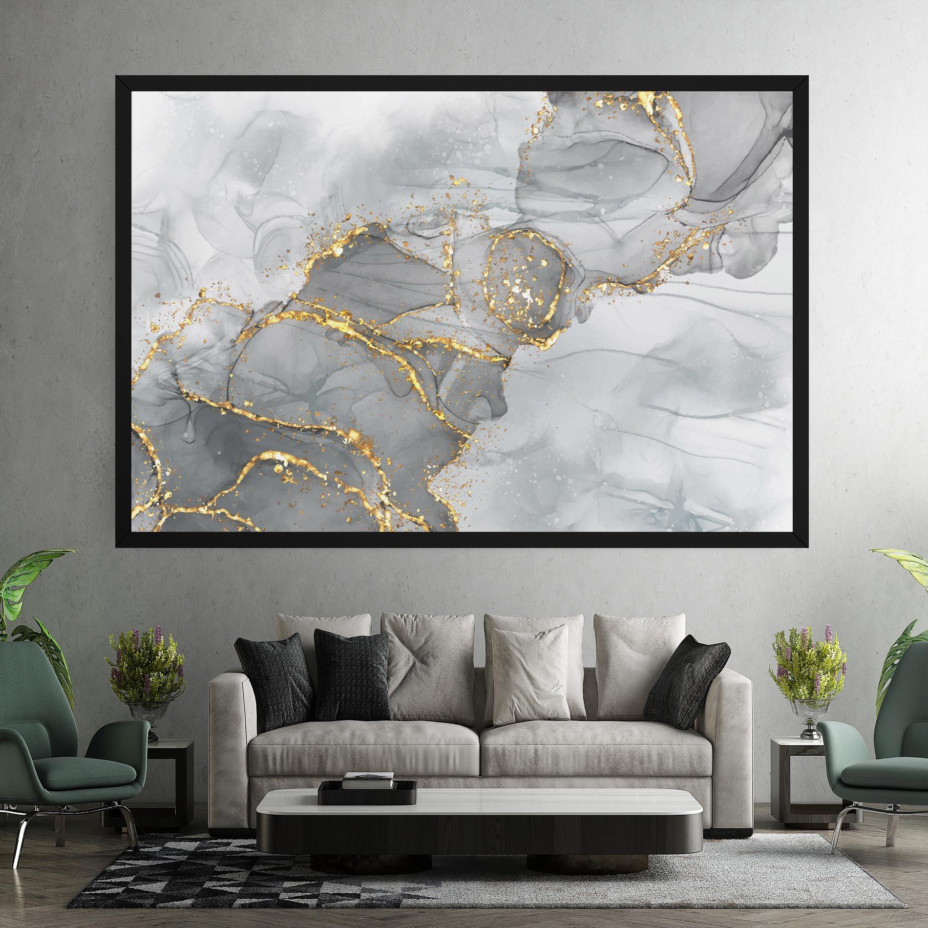 Картина на платно White Ink Marble mockup 7