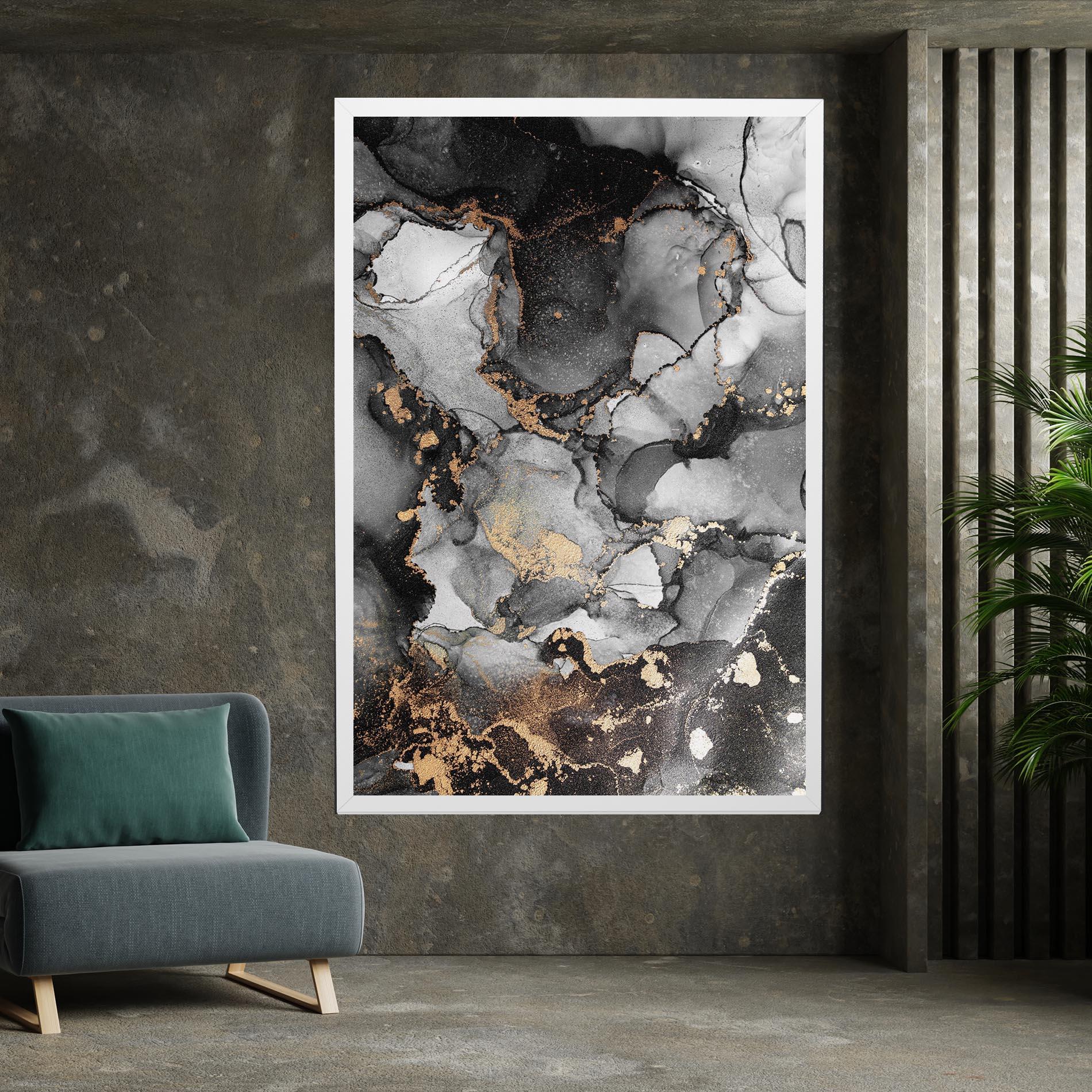 Картина на платно Grey Gold Marble mockup 7