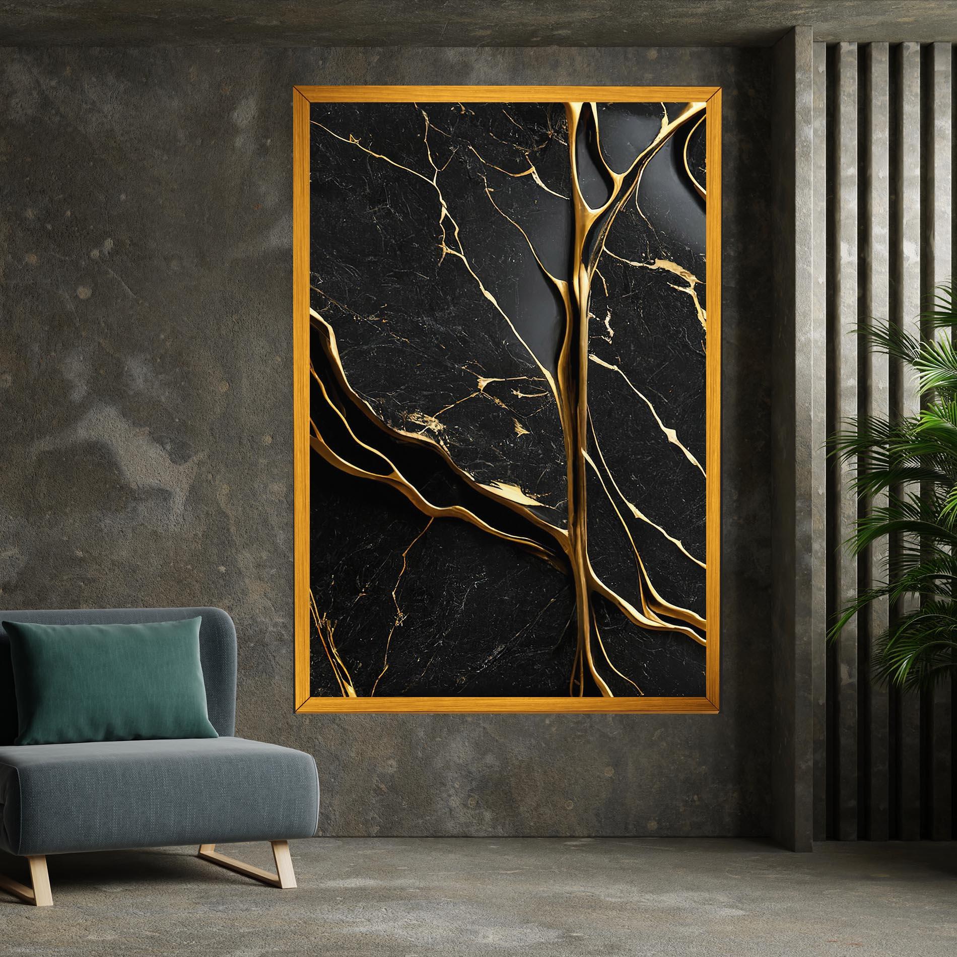 Картина на платно Black Square Marble mockup 7
