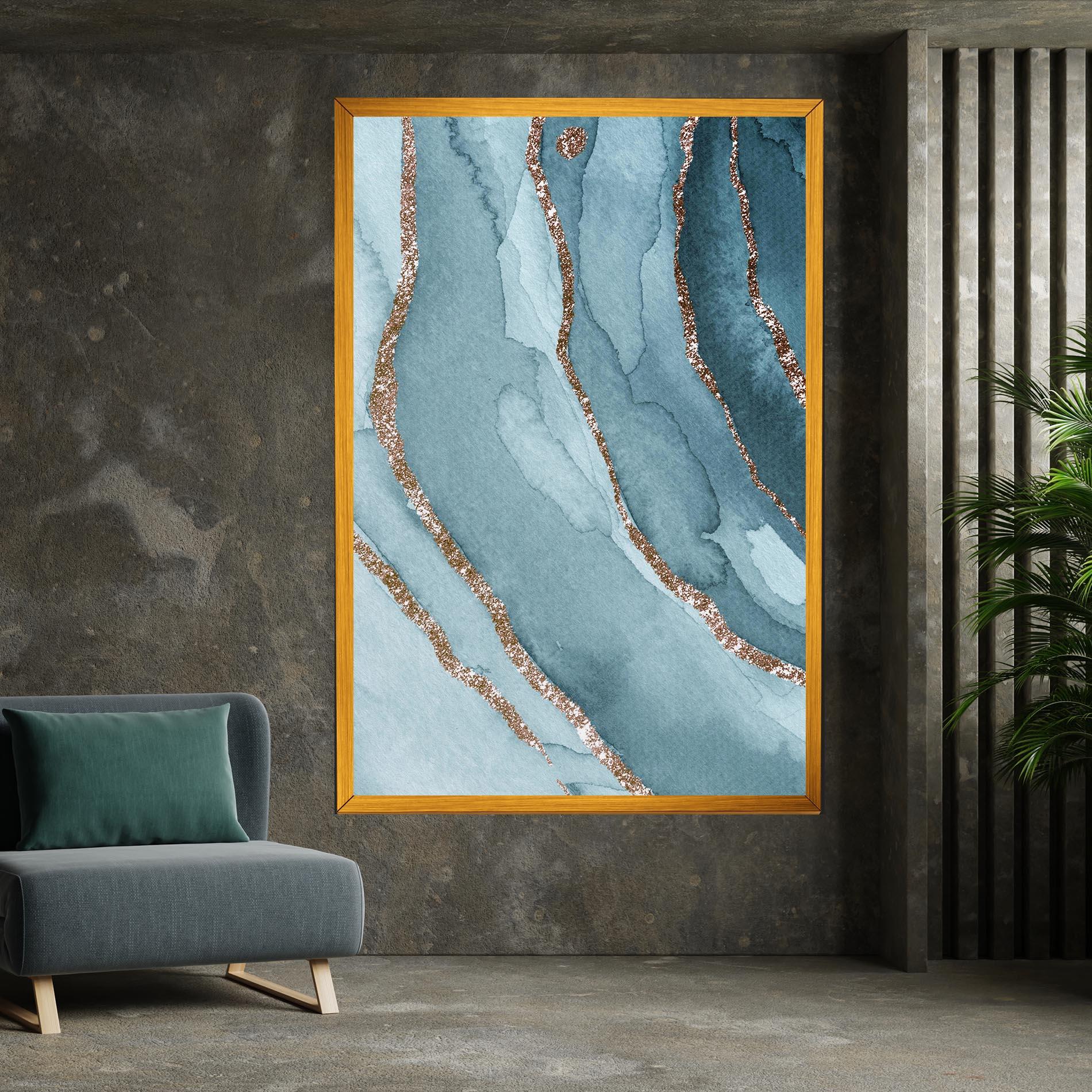 Картина на платно Blue Golden Glitter mockup 7