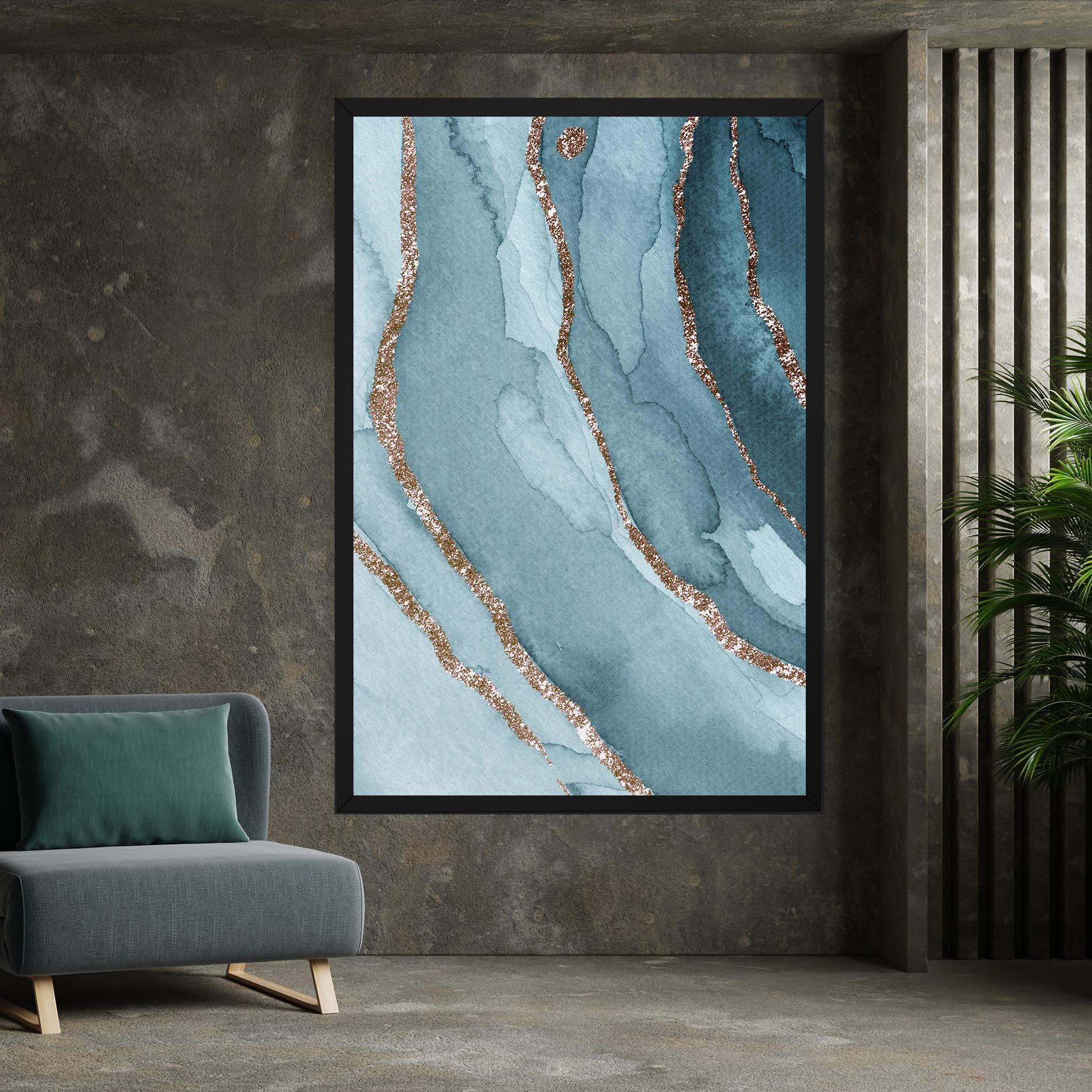 Картина на платно Blue Golden Glitter mockup 7