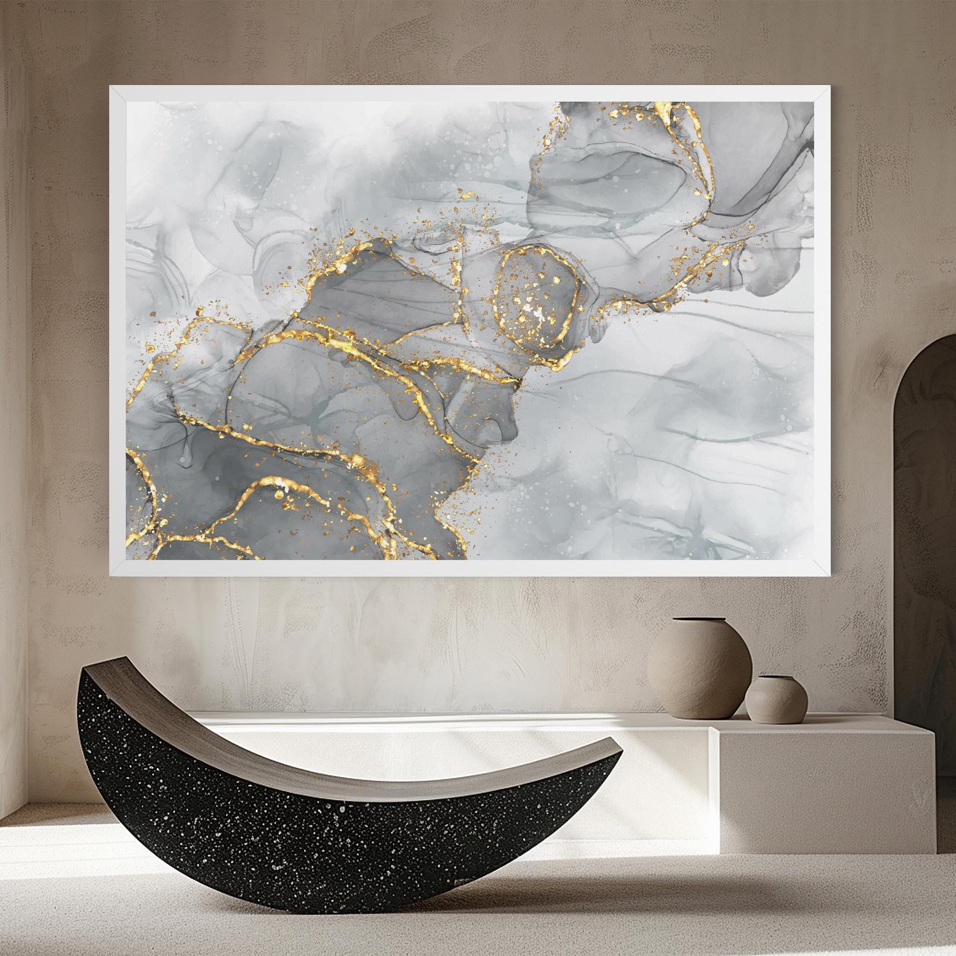 Картина на платно White Ink Marble mockup 8