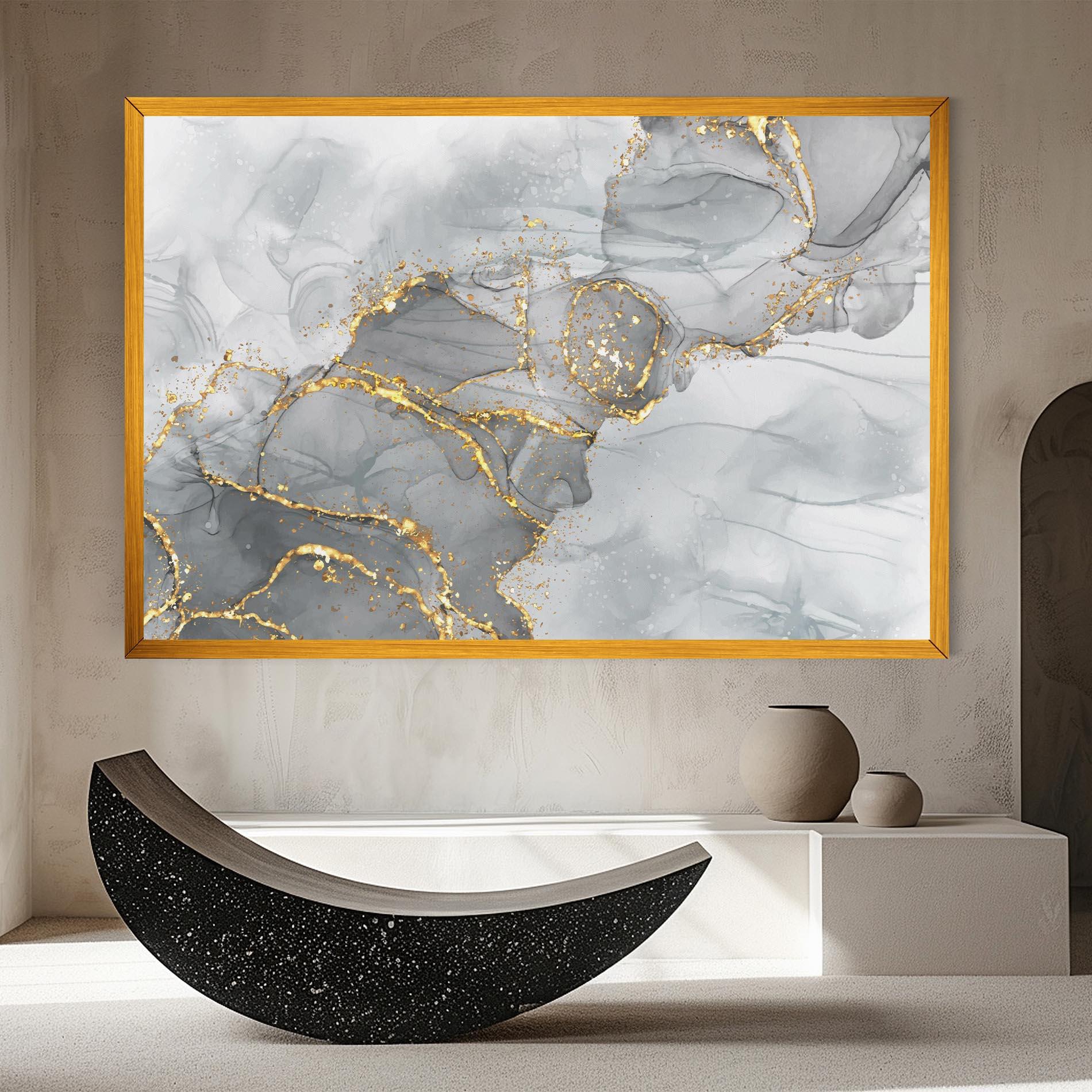 Картина на платно White Ink Marble mockup 8