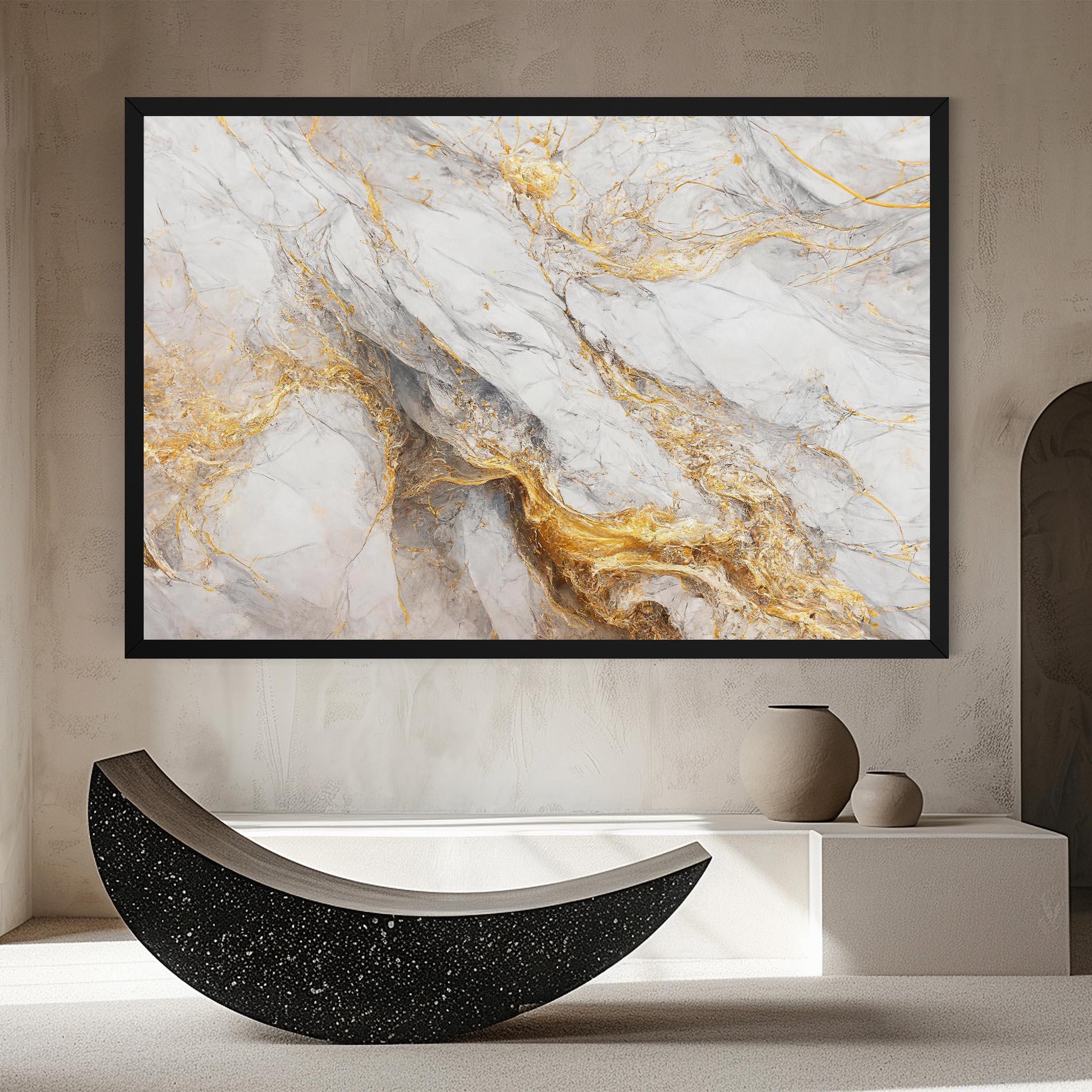 Картина на платно Gold Liquid Grey Marble mockup 8