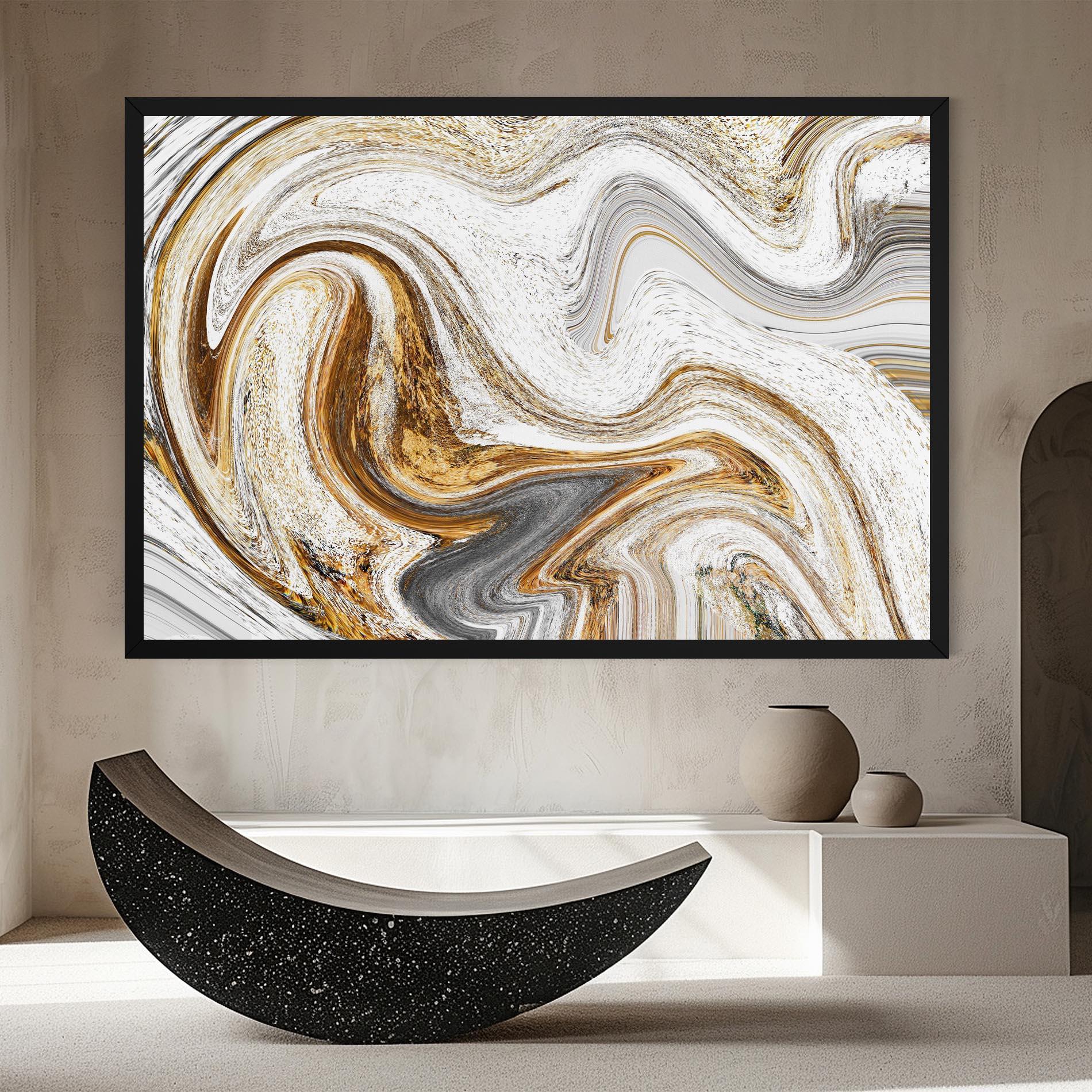 Картина на платно Gold White Liquid mockup 8