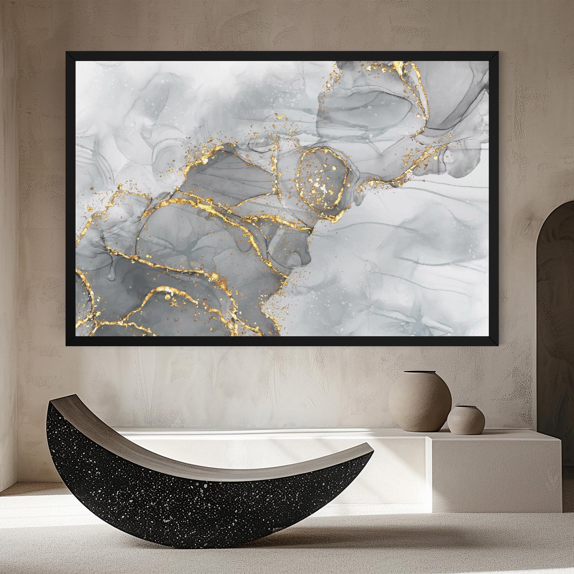 Картина на платно White Ink Marble mockup 8