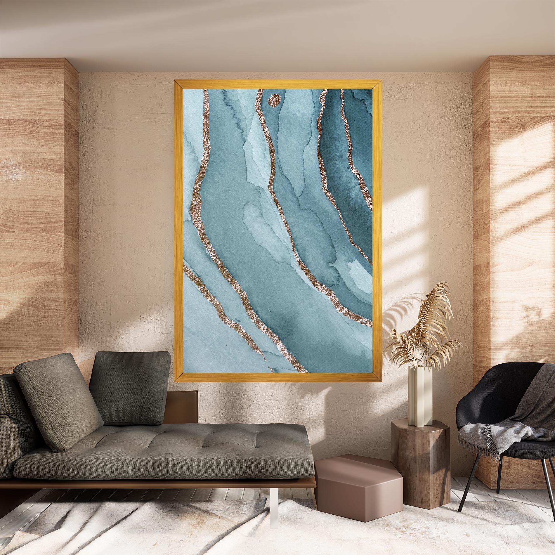 Картина на платно Blue Golden Glitter mockup 8