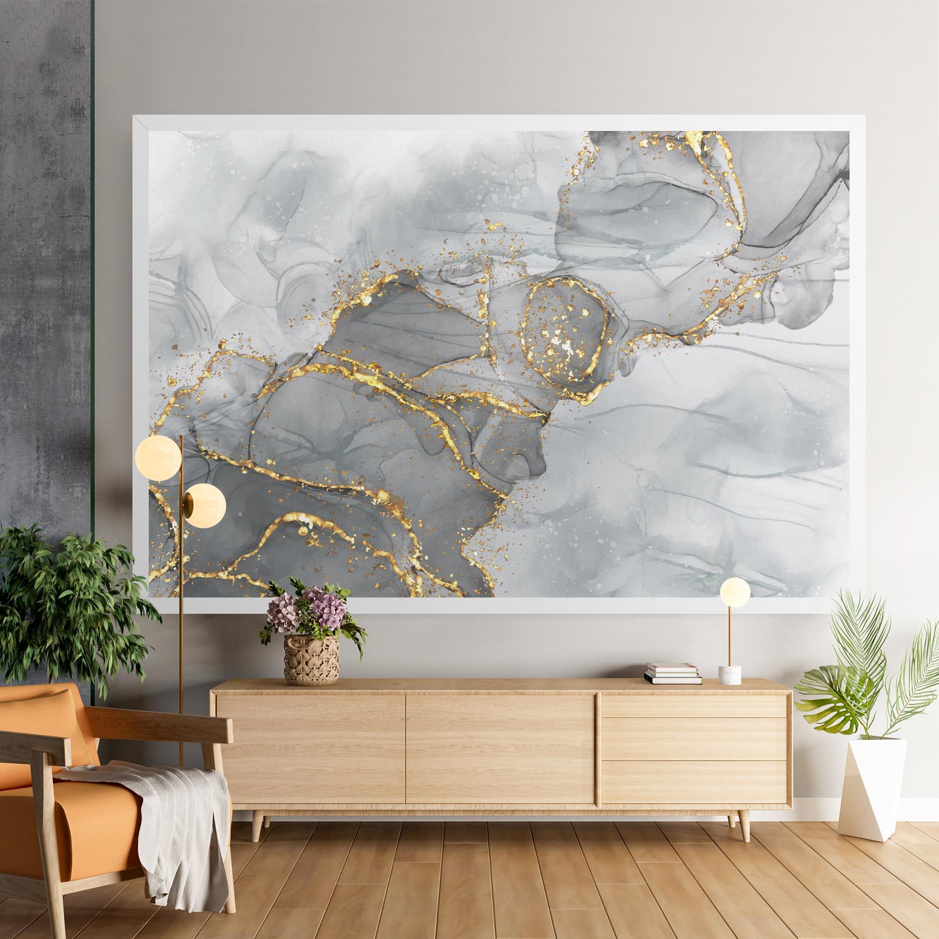 Картина на платно White Ink Marble mockup 9