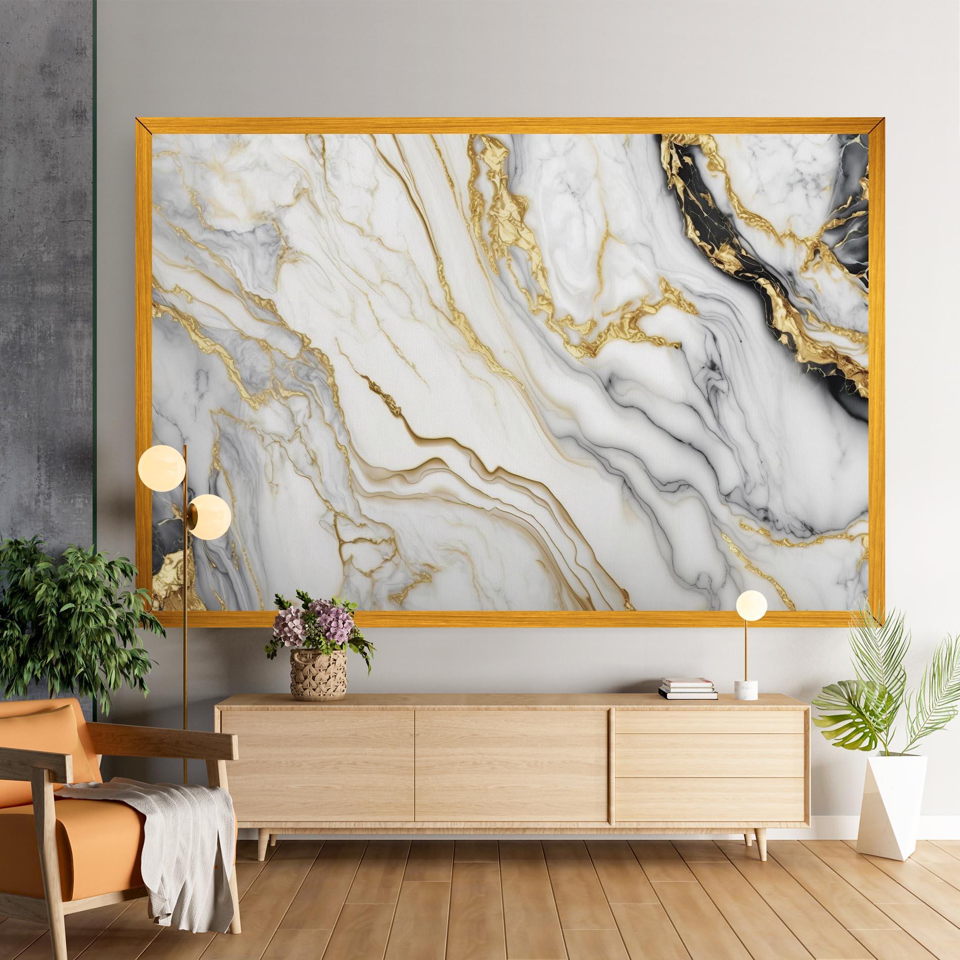 Картина на платно White Golden Marble mockup 9