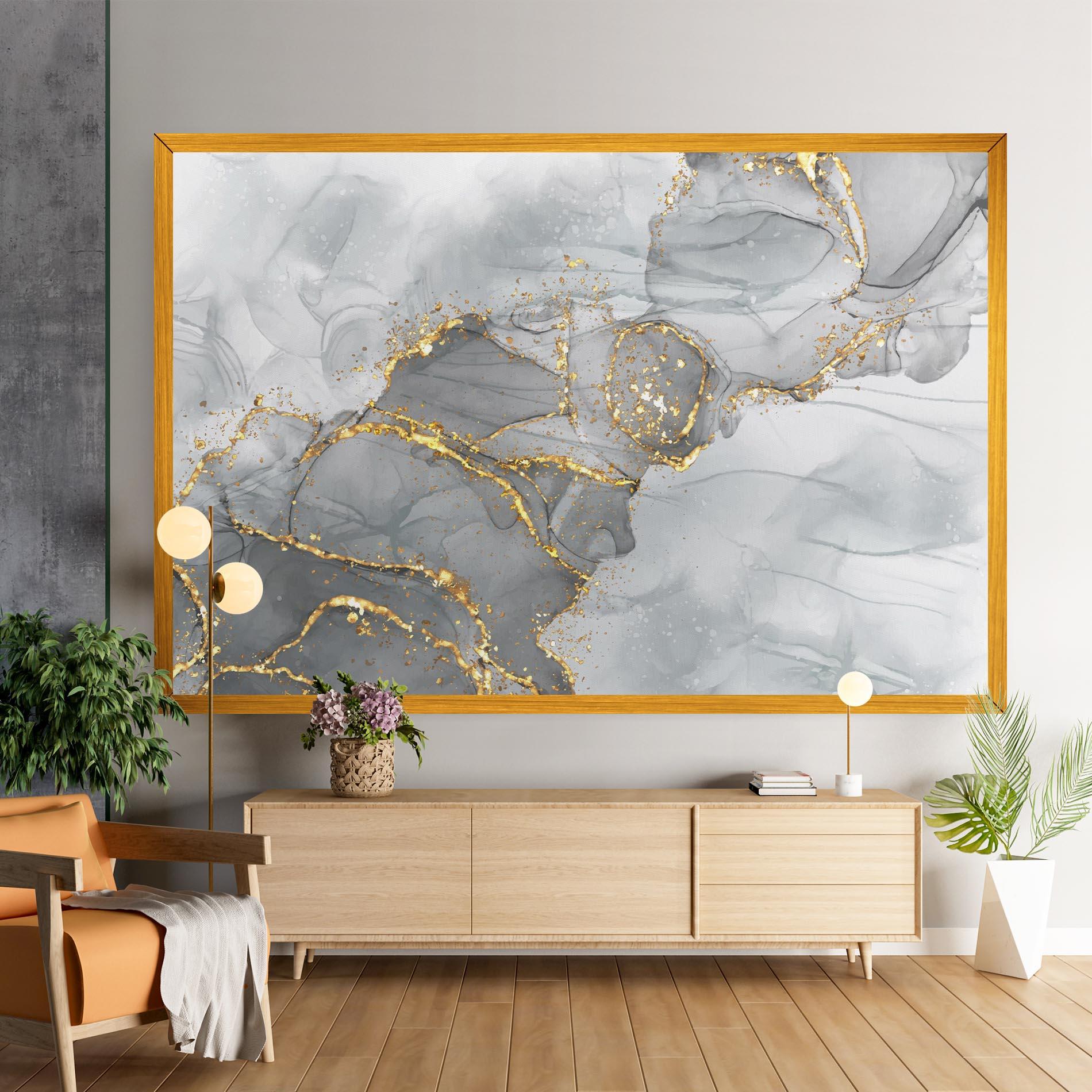 Картина на платно White Ink Marble mockup 9