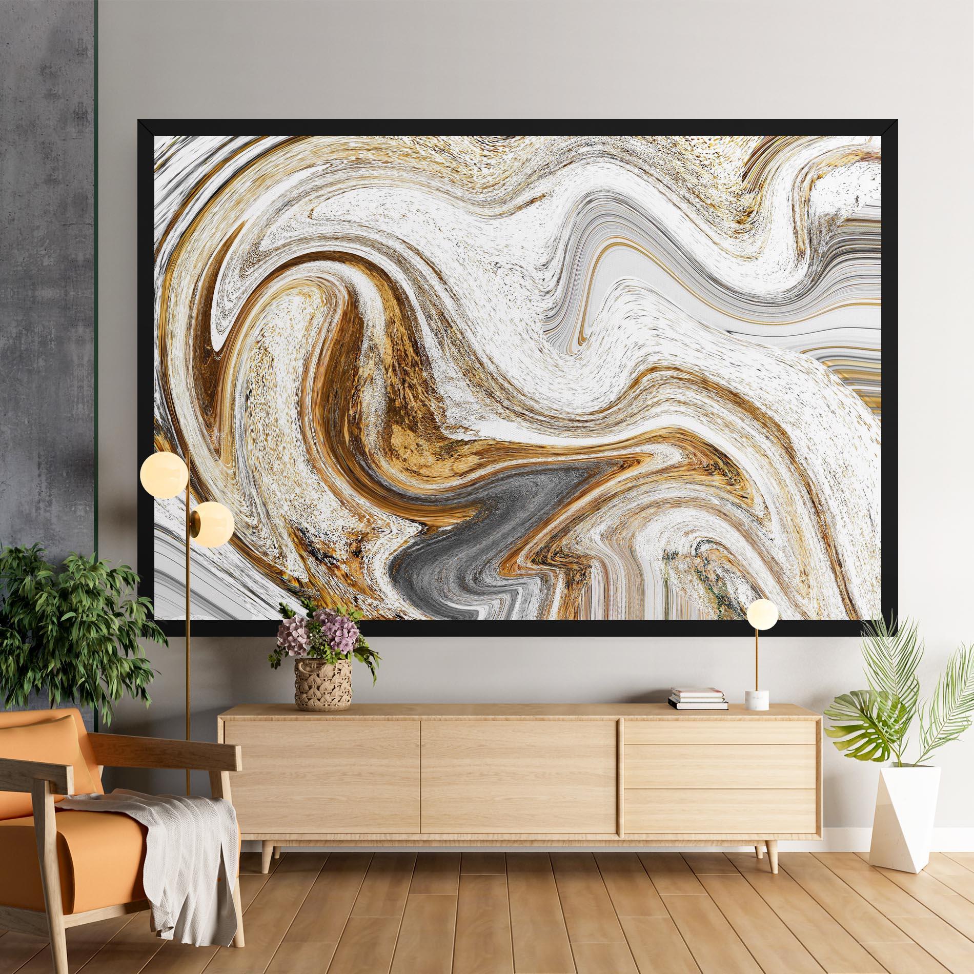 Картина на платно Gold White Liquid mockup 9