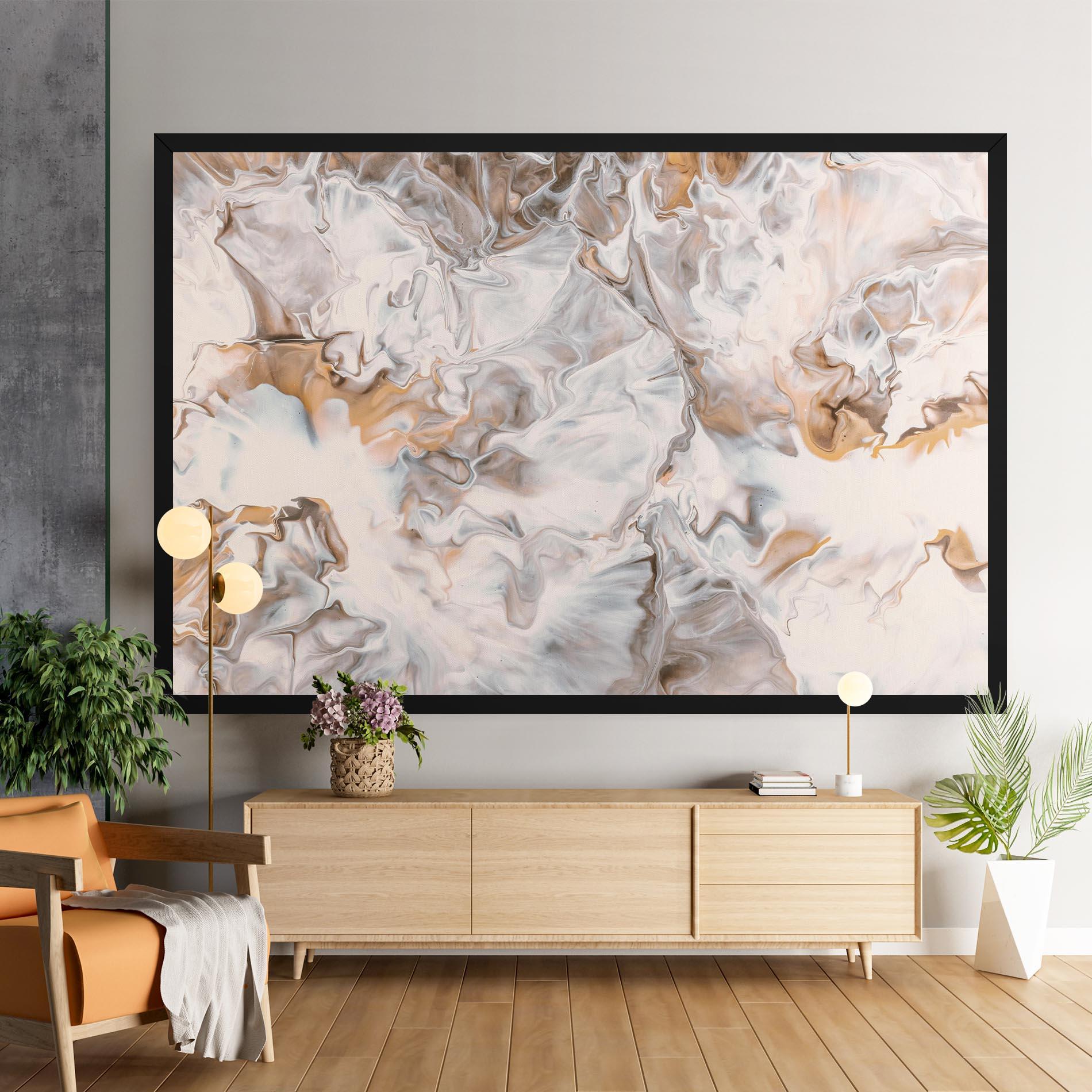 Картина на платно White Gold Abstract mockup 9