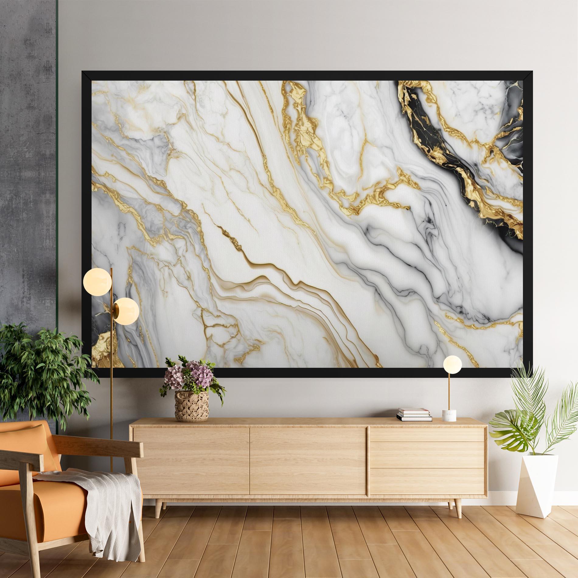 Картина на платно White Golden Marble mockup 9