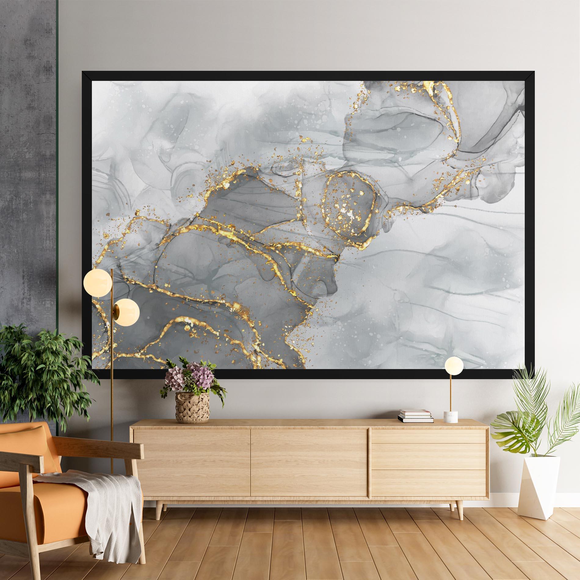 Картина на платно White Ink Marble mockup 9