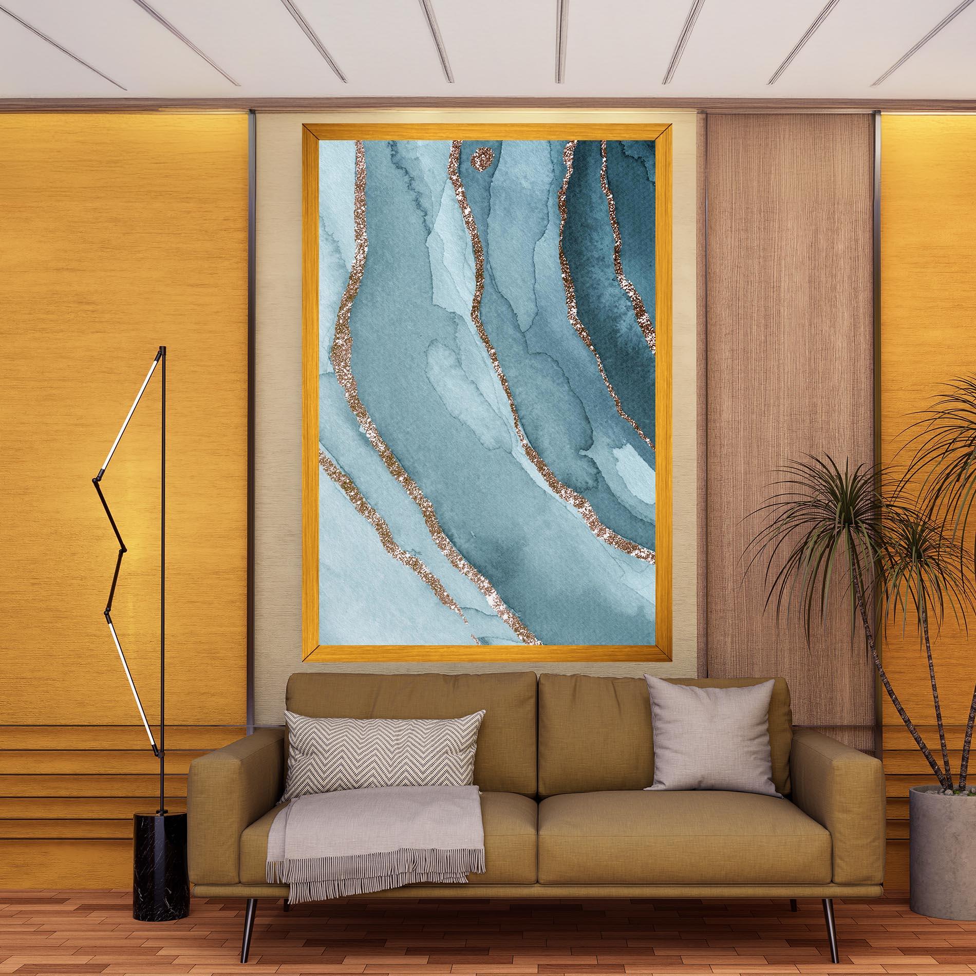 Картина на платно Blue Golden Glitter mockup 9