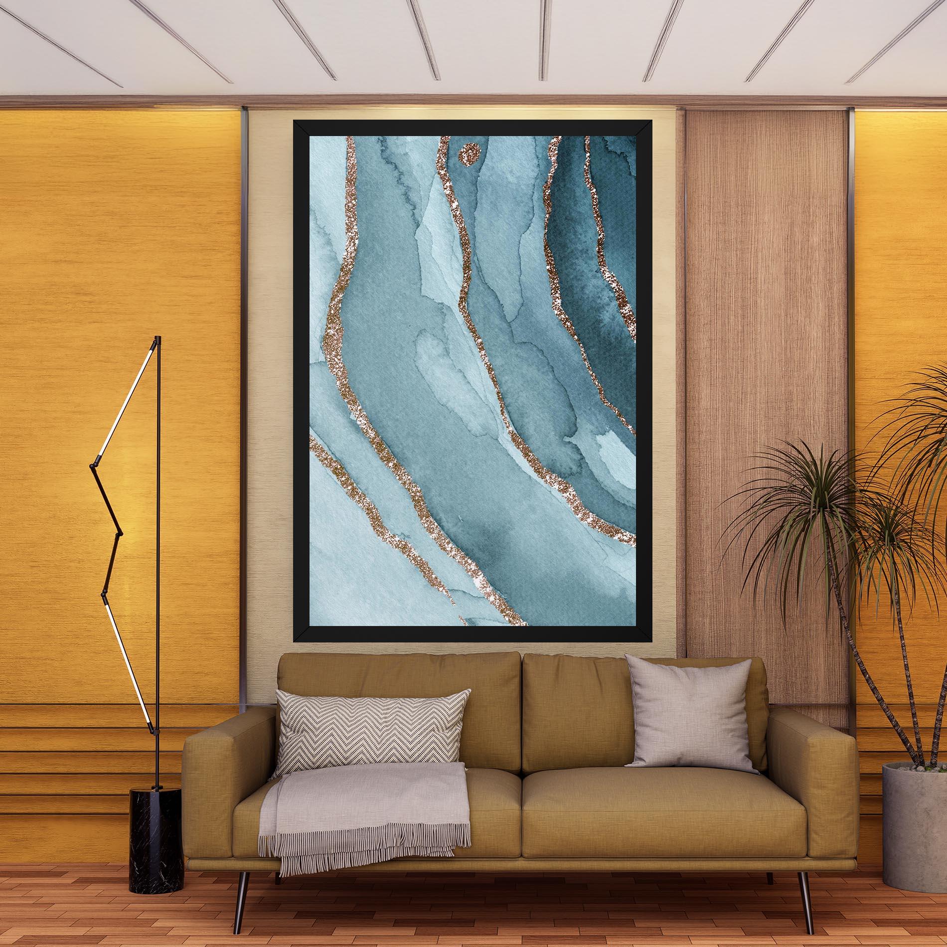 Картина на платно Blue Golden Glitter mockup 9