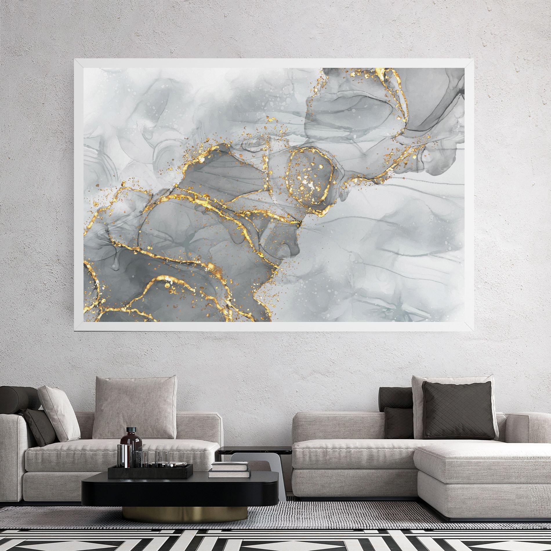 Картина на платно White Ink Marble mockup 2