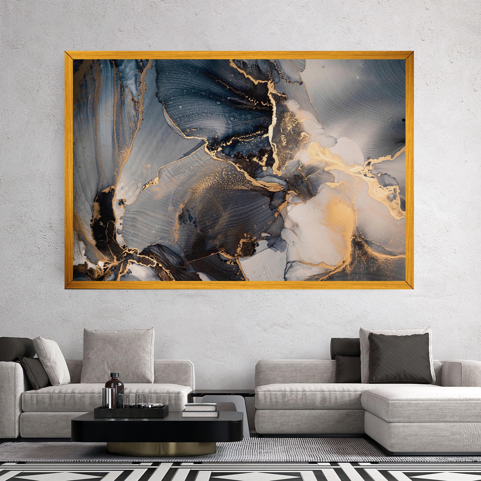 Картина на платно Golden Abstract Marble mockup 2