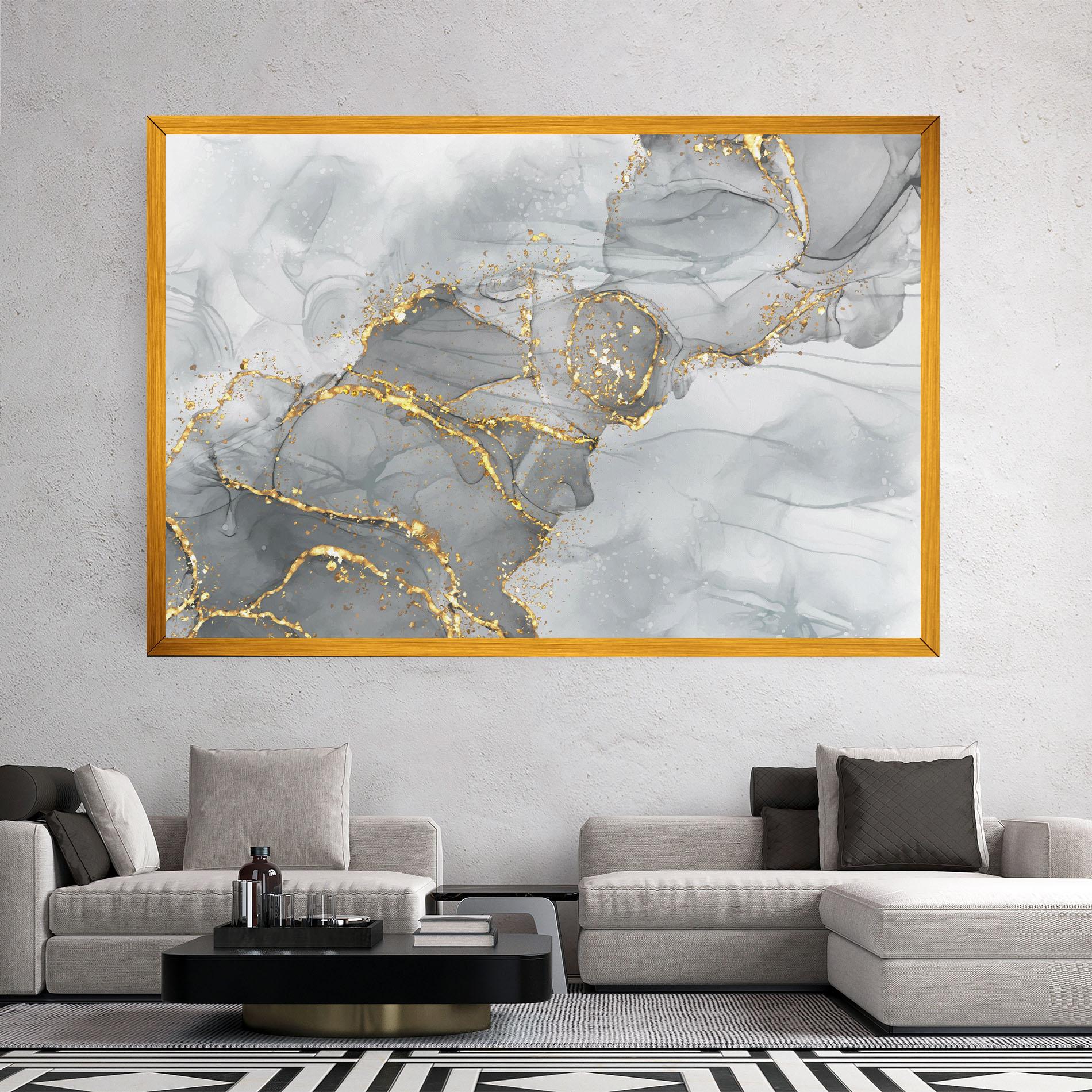 Картина на платно White Ink Marble mockup 2