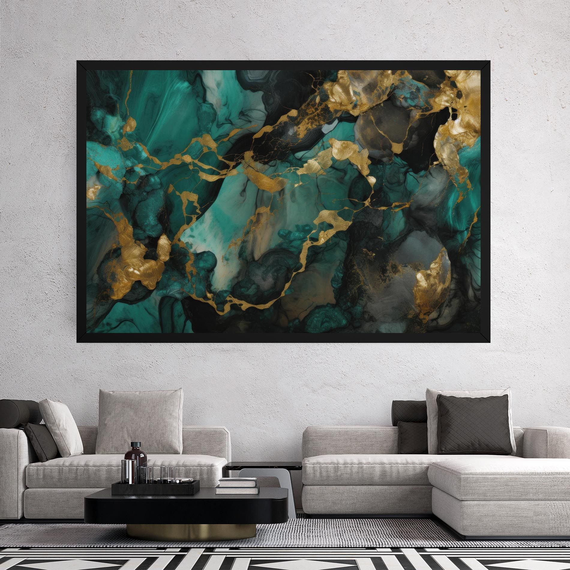 Dark Green Golden Marble mockup 2